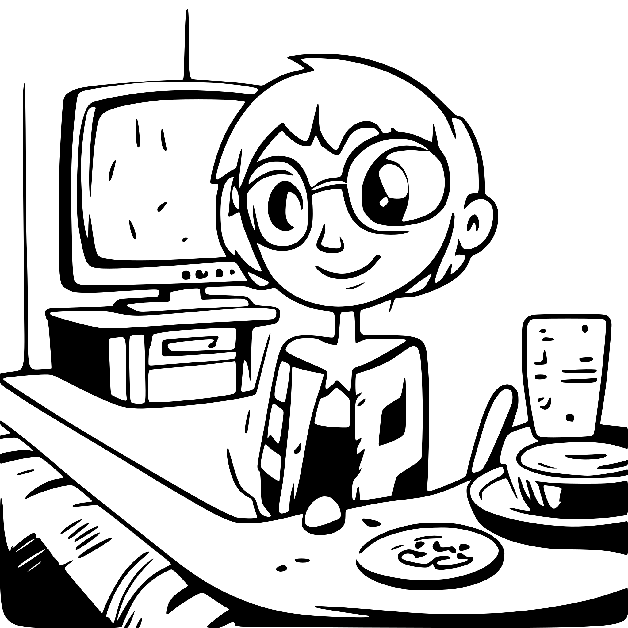 AI-generated SVG of a Create a colorful doodly character who is watching a tv