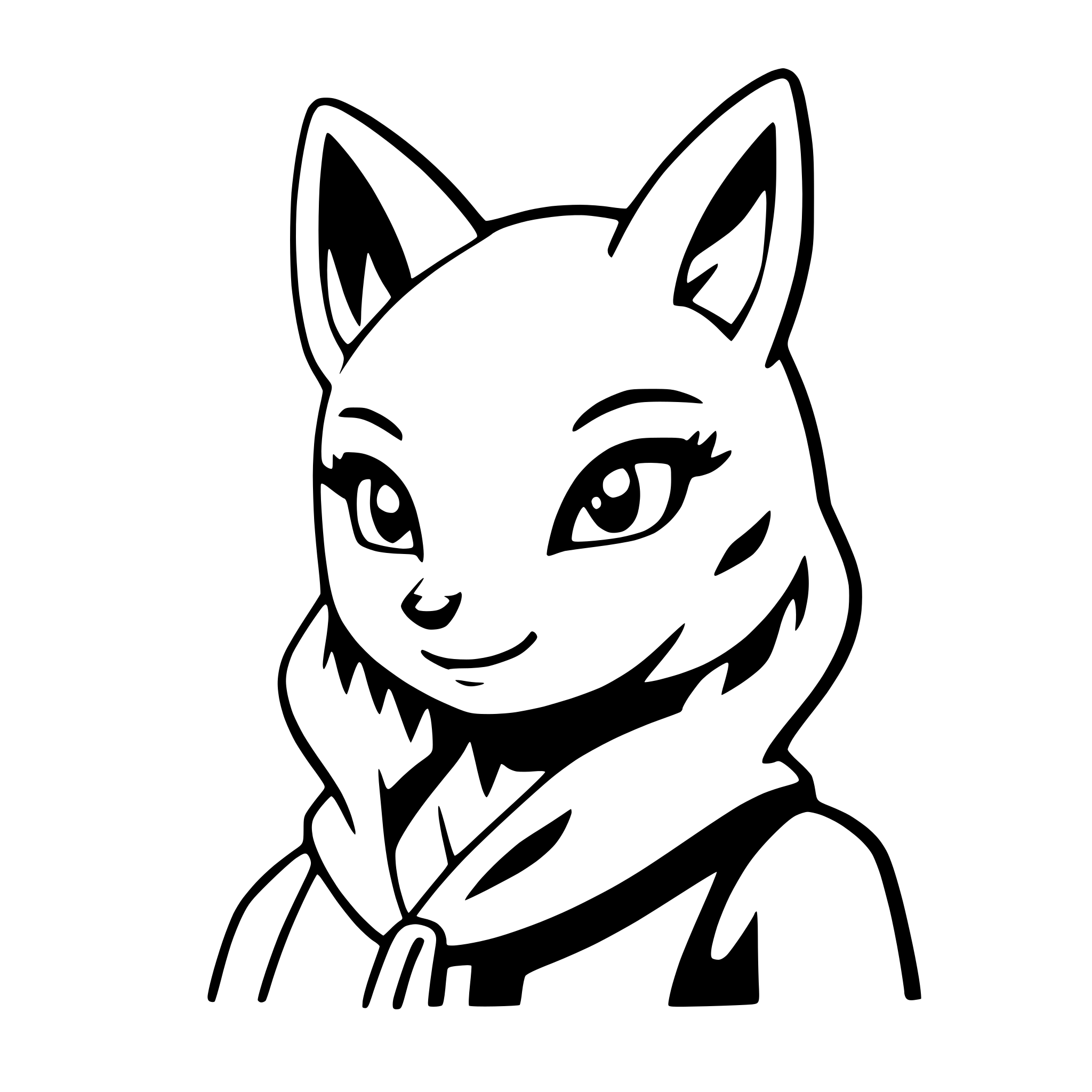 AI-generated SVG of a fox spirit with glowing eyes
