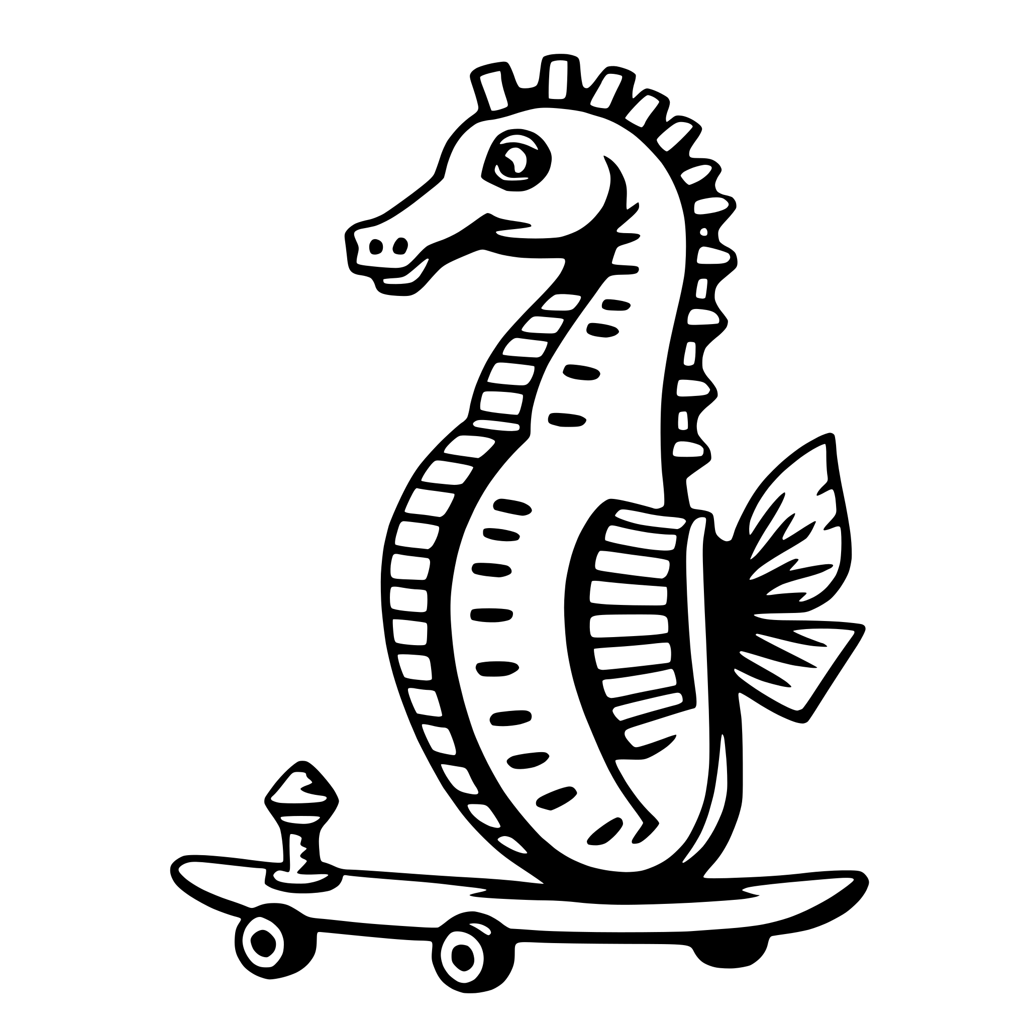 AI-generated SVG of 'seahorse with skateboard'