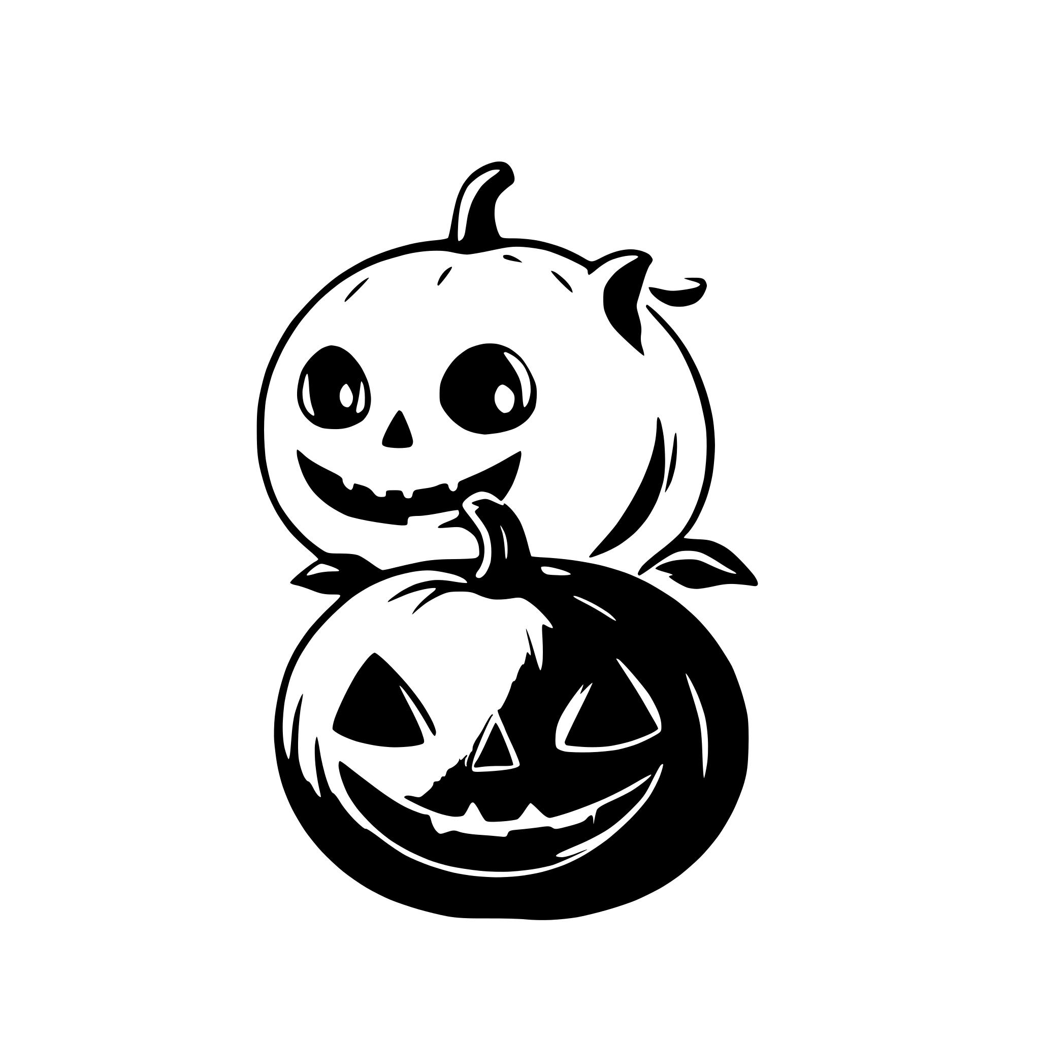 AI-generated SVG of a three funny halloween pumpkins