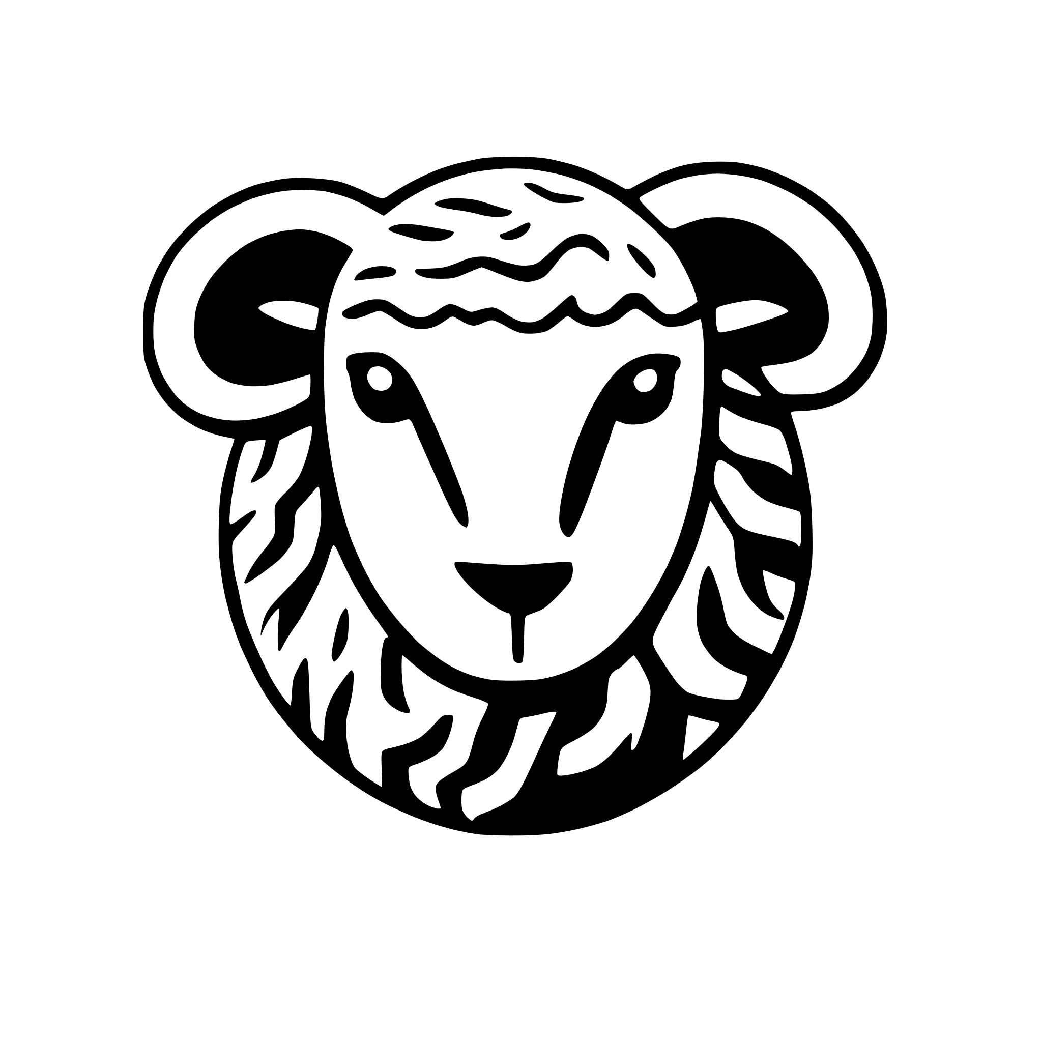 AI-generated SVG of a icon of a sheep’s head, with big soft, rounded wool shapes and gentle curves. Monoline style, no shading, modern and clean look.