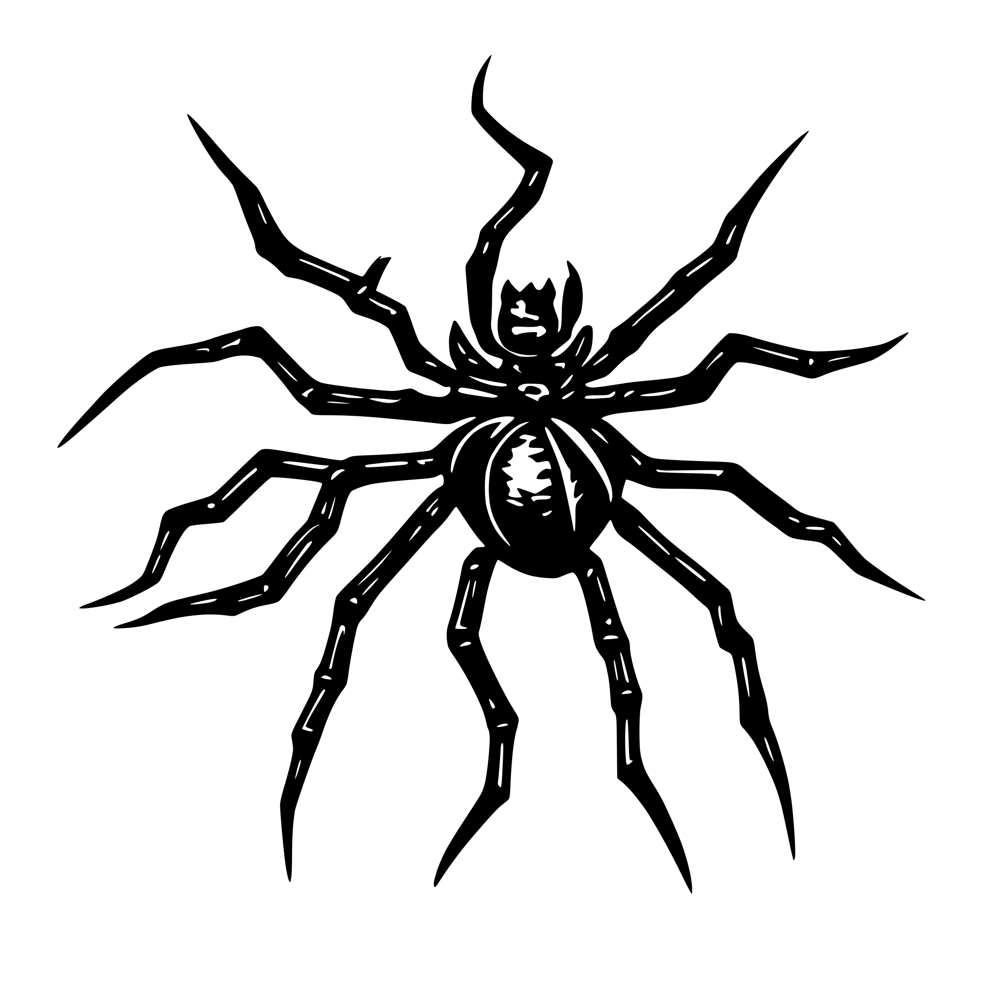 AI-generated SVG of a spider with four legs and mandibles