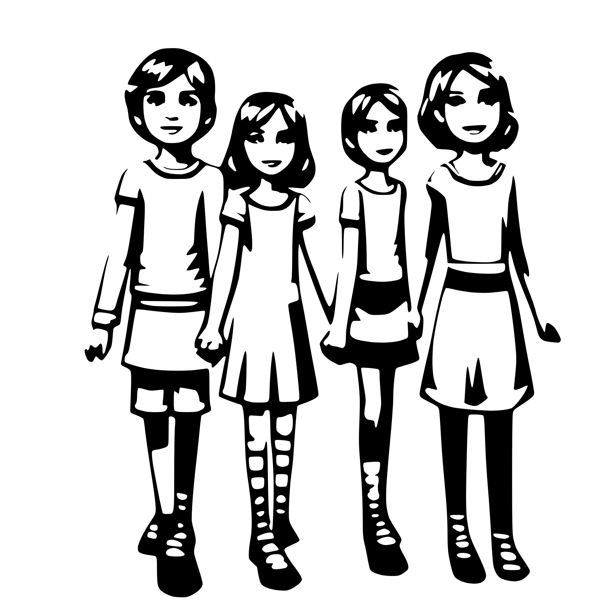 AI-generated SVG of a girls and boys forming a line and holding hands