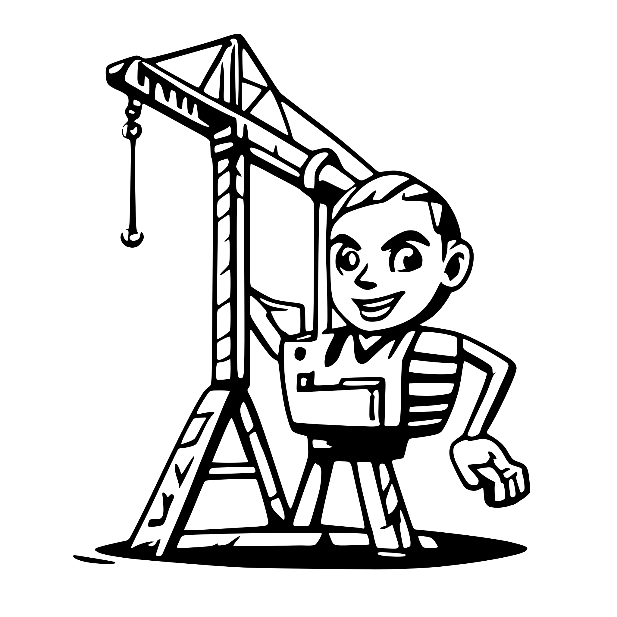 AI-generated SVG of a form builder like a cartoony crane with pople who helps build this surrealistic form in website with fields and evenything