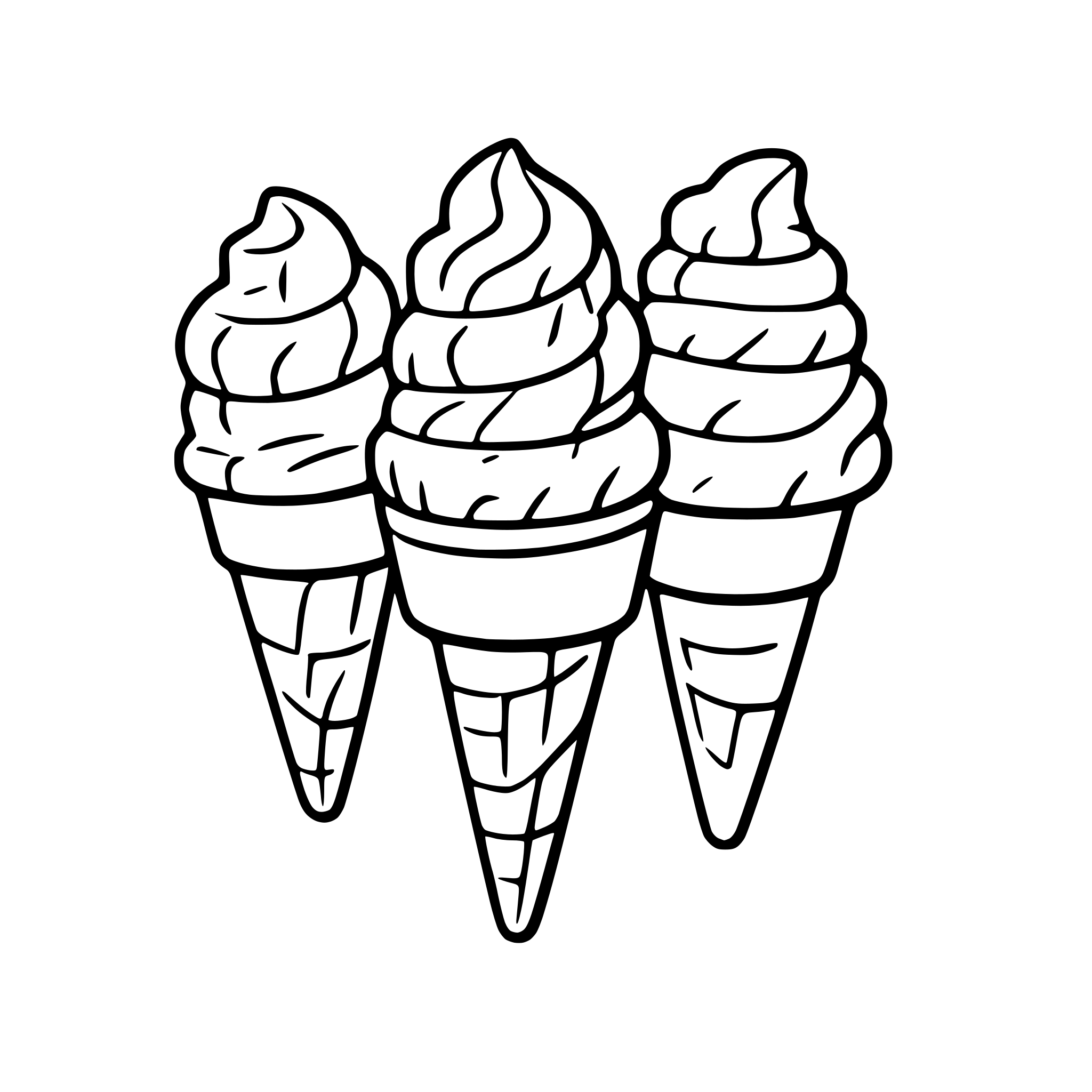 AI-generated SVG of a a group of ice cream cones having a party