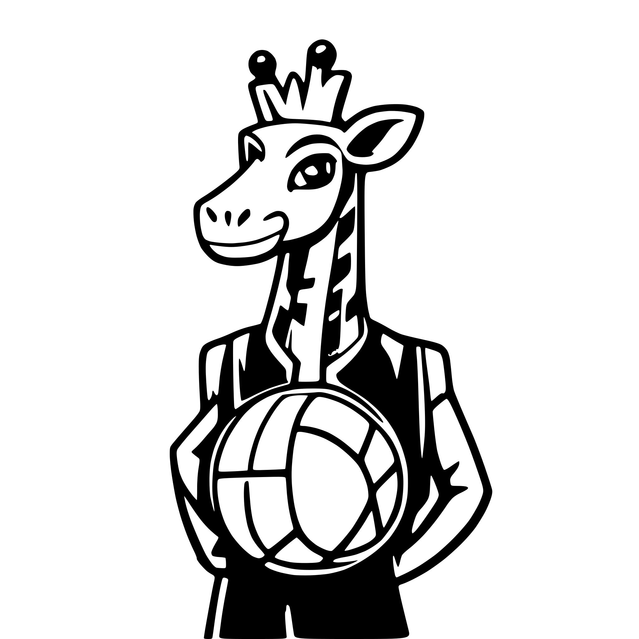 AI-generated SVG of a A logo for a basketball club with a giraffe as a mascot. The giraffe should be jacked and slightly angry.
