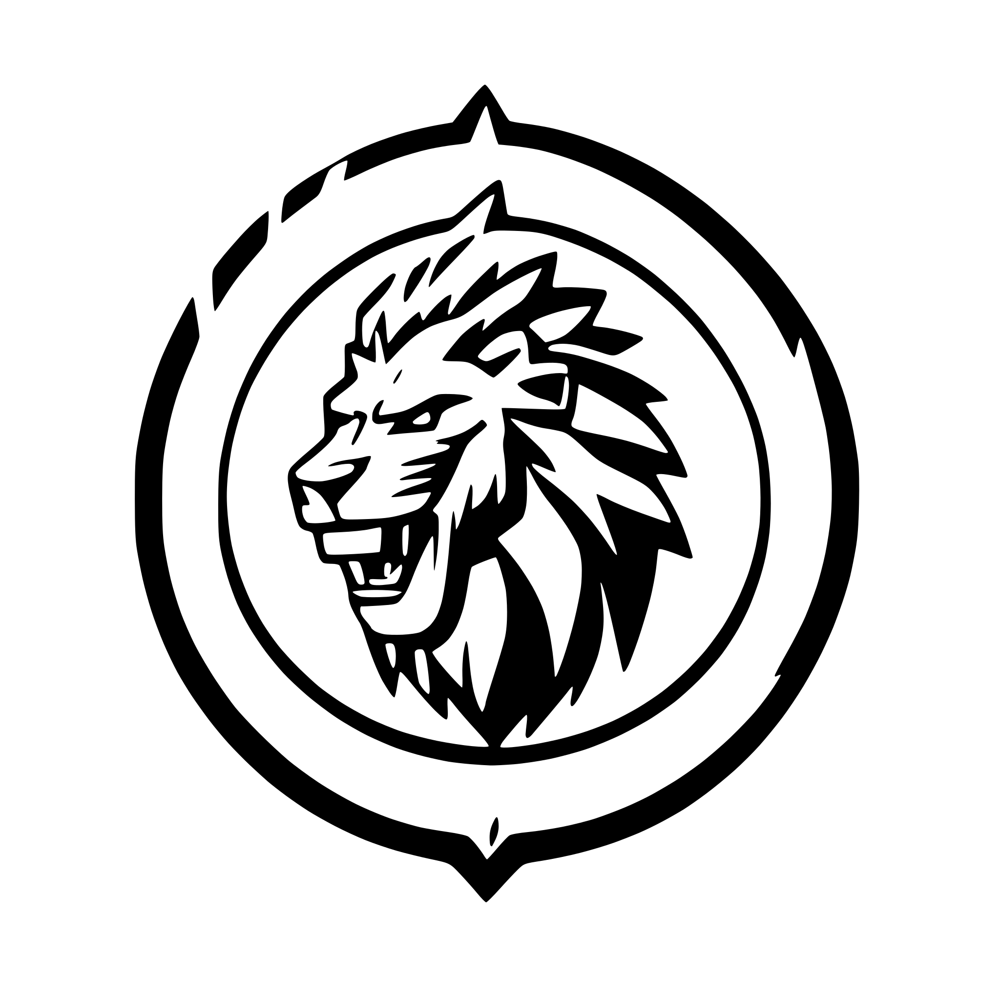 AI-generated SVG of a A roaring lion, automobile themed logo. flames and pace