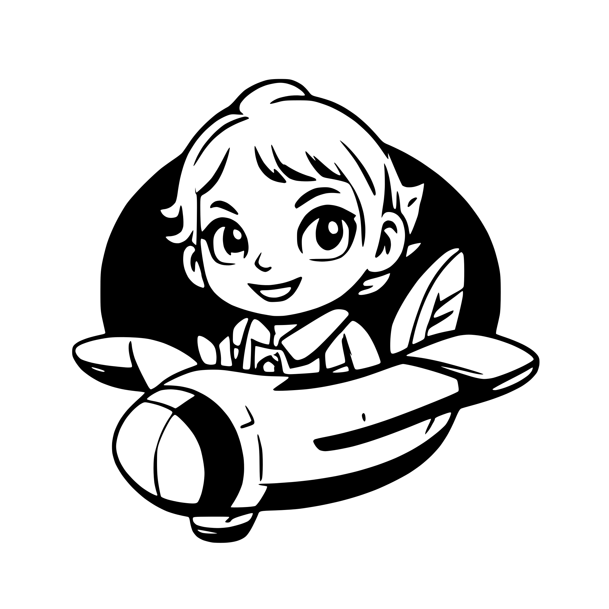 AI-generated SVG of a a cute boy in a plane
