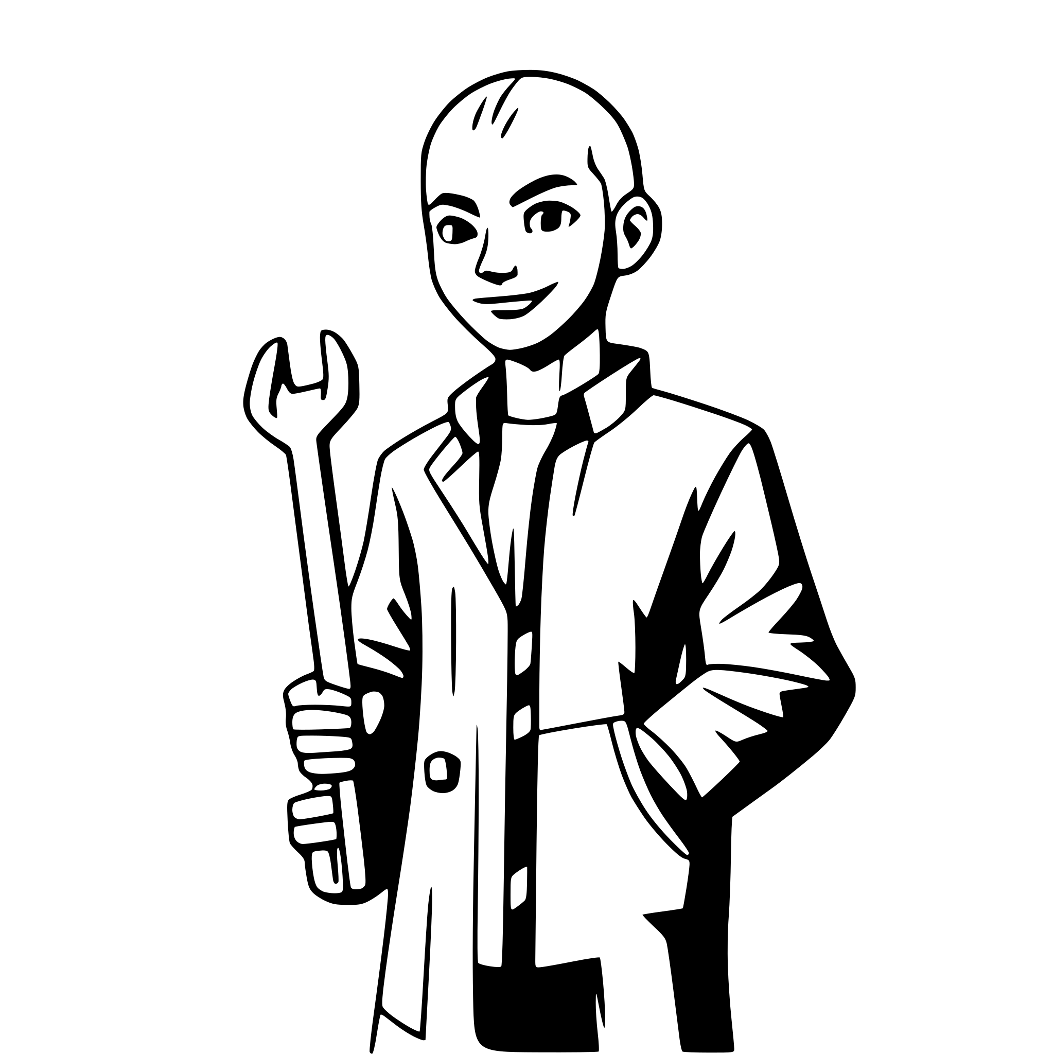 AI-generated SVG of a bald man with a wrench