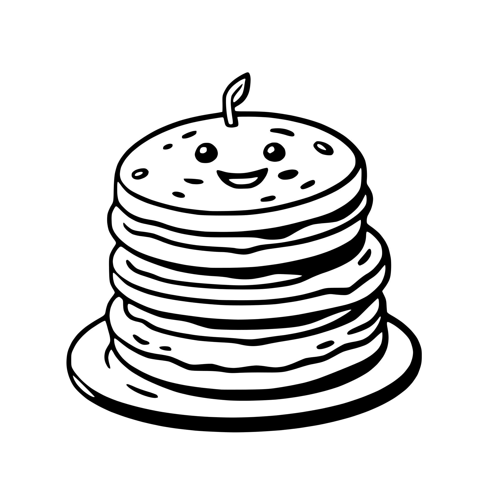 AI-generated SVG of 'a stack of pancakes with syrup and a smiley face'