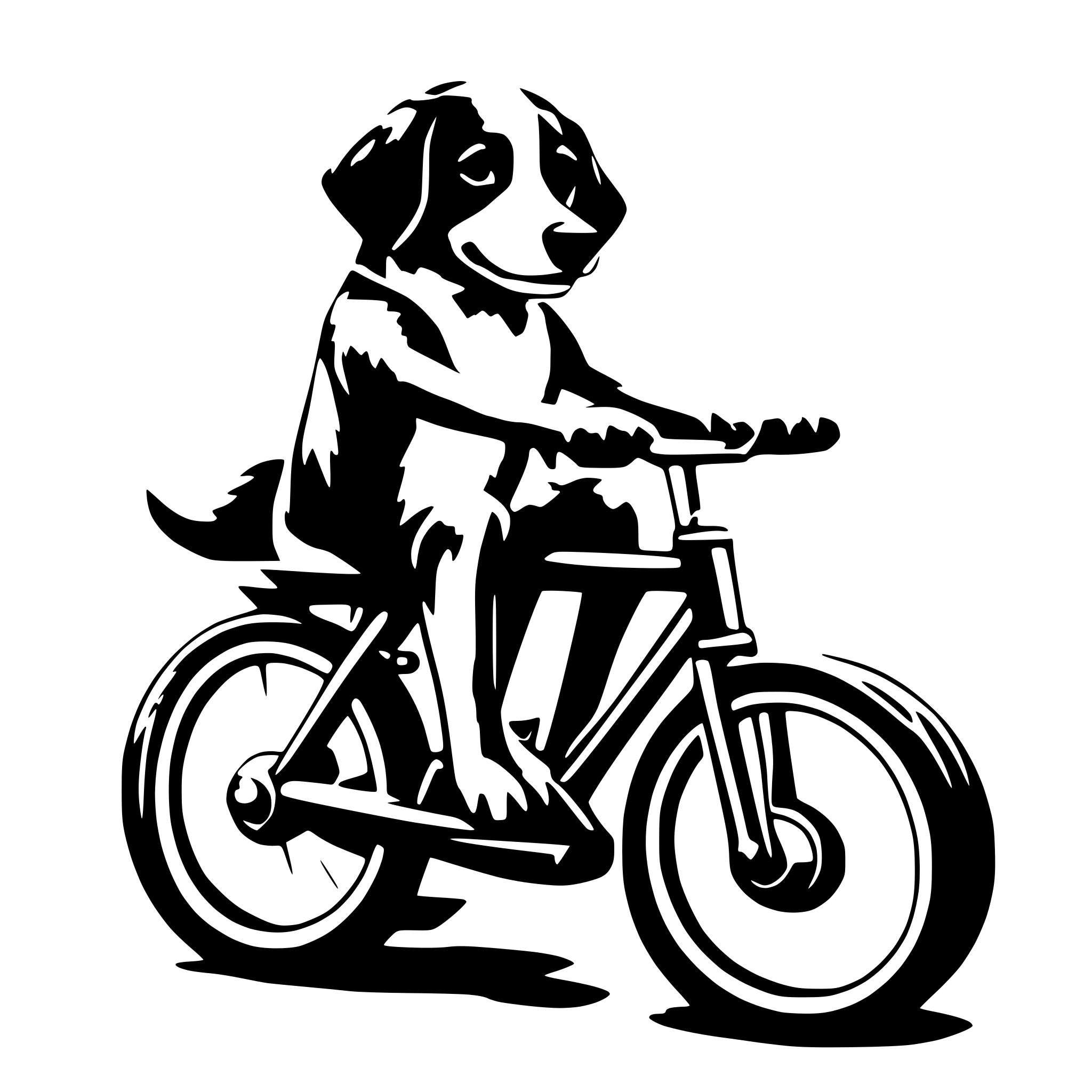 AI-generated SVG of 'dog on bike'