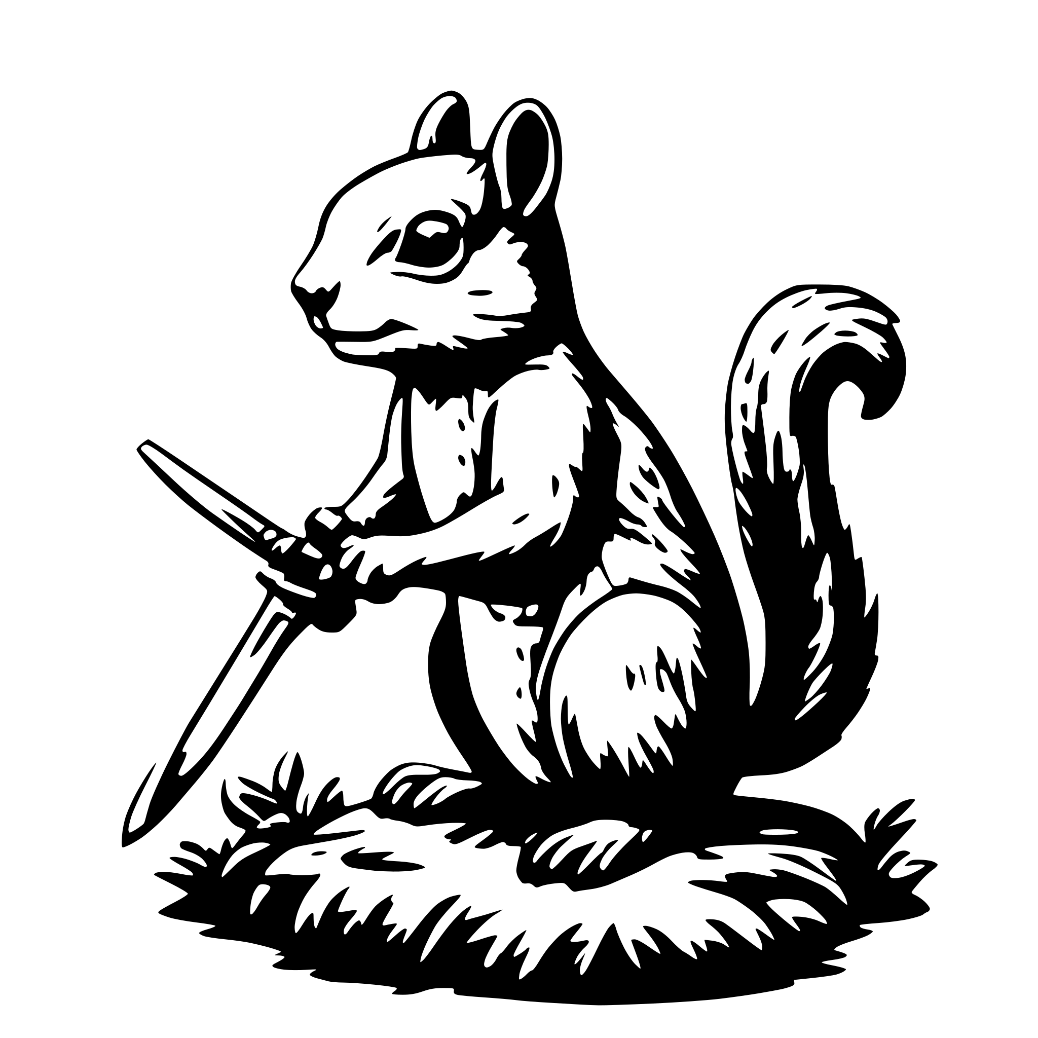 AI-generated SVG of 'Squirrel with sword'