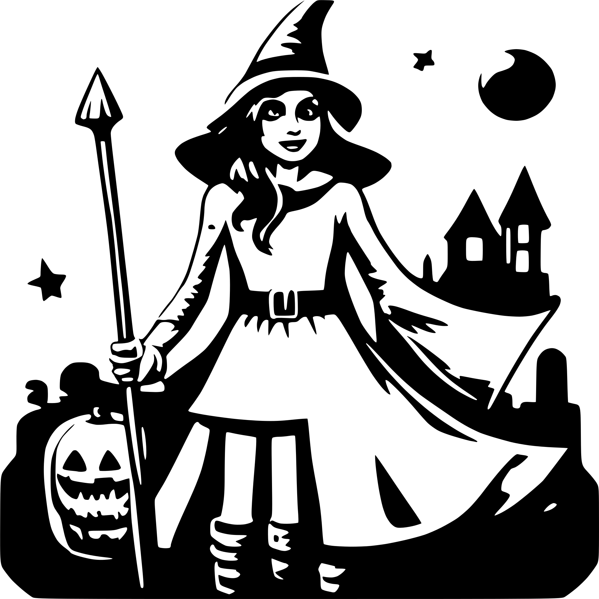 AI-generated SVG of a spooky witch
