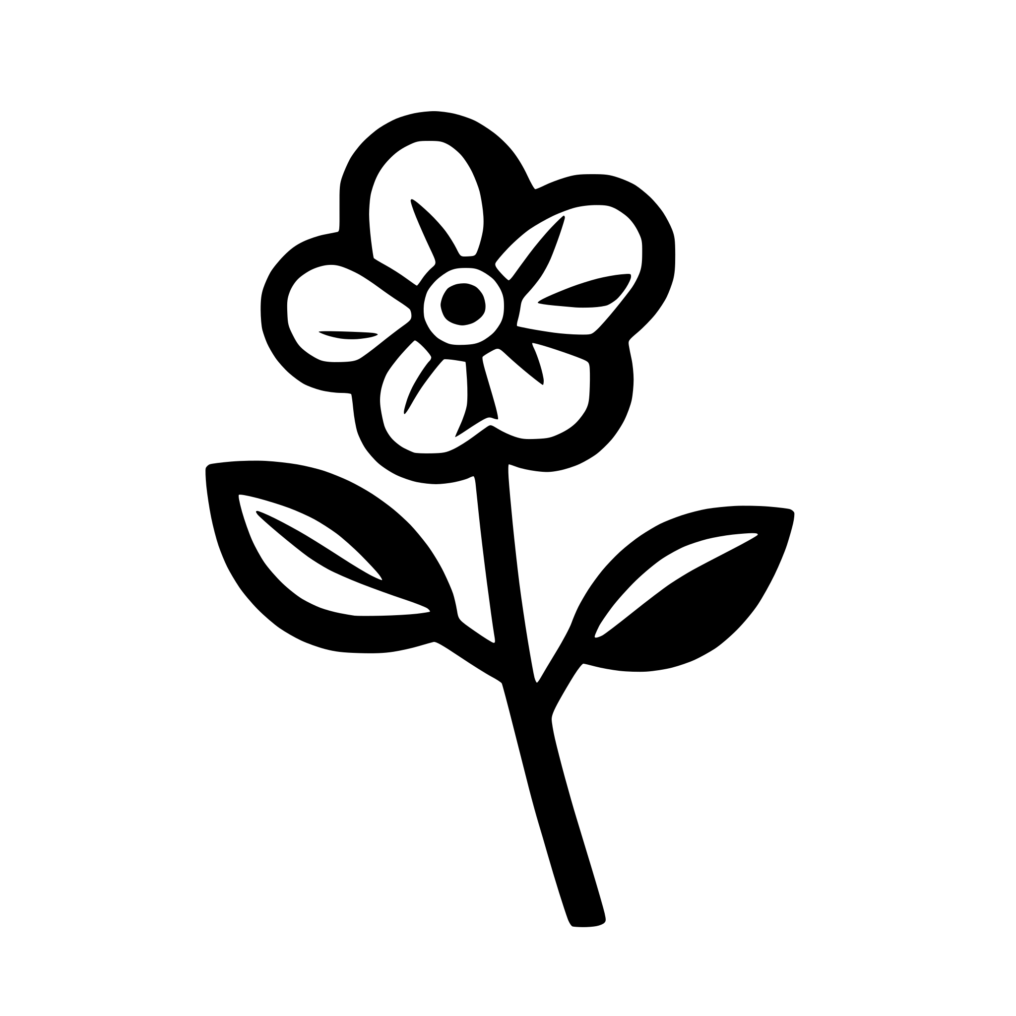 AI-generated SVG of a generate an icon of a flower in outlined style with rounded corners. An icon should be made as a single path.