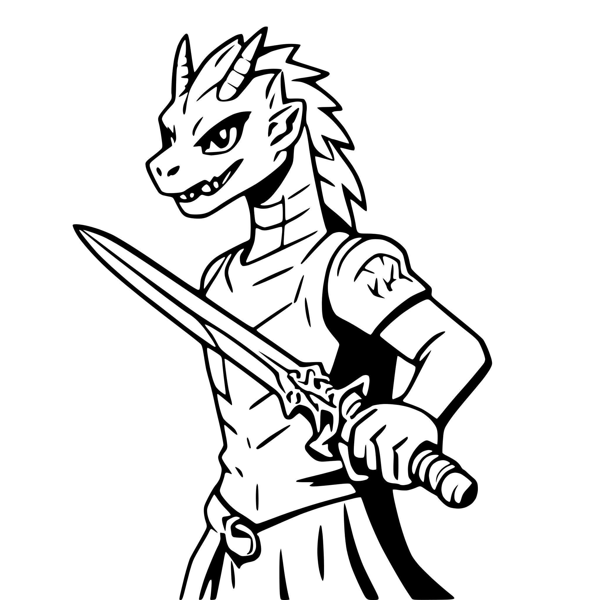 AI-generated SVG of 'dragon curled around sword'