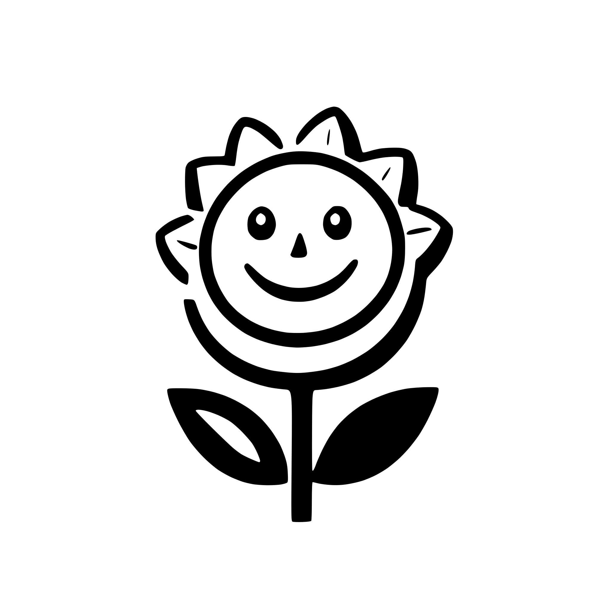AI-generated SVG of a A single sunflower with a friendly, curved smile on its face-like center
