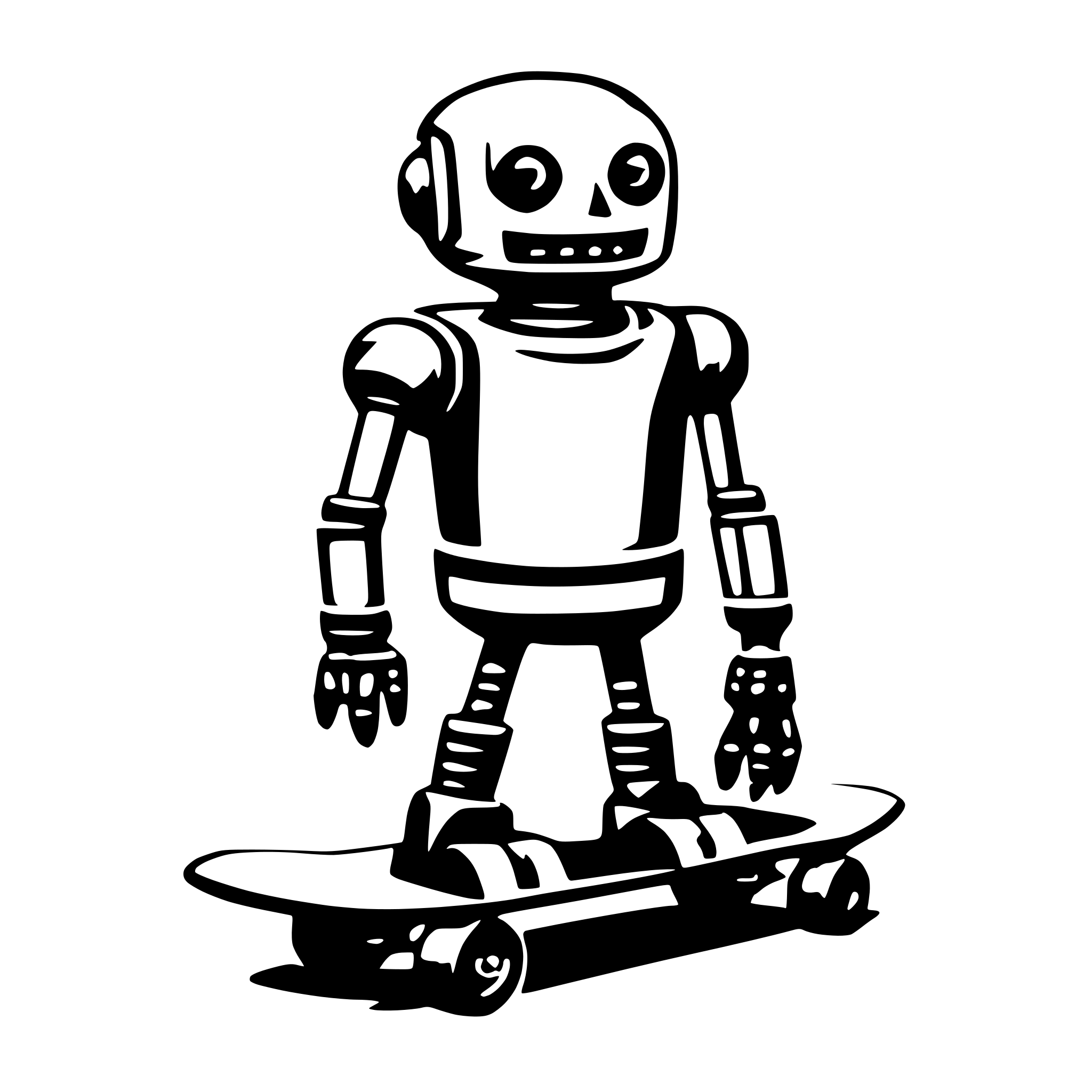 AI-generated SVG of a robot on skateboard