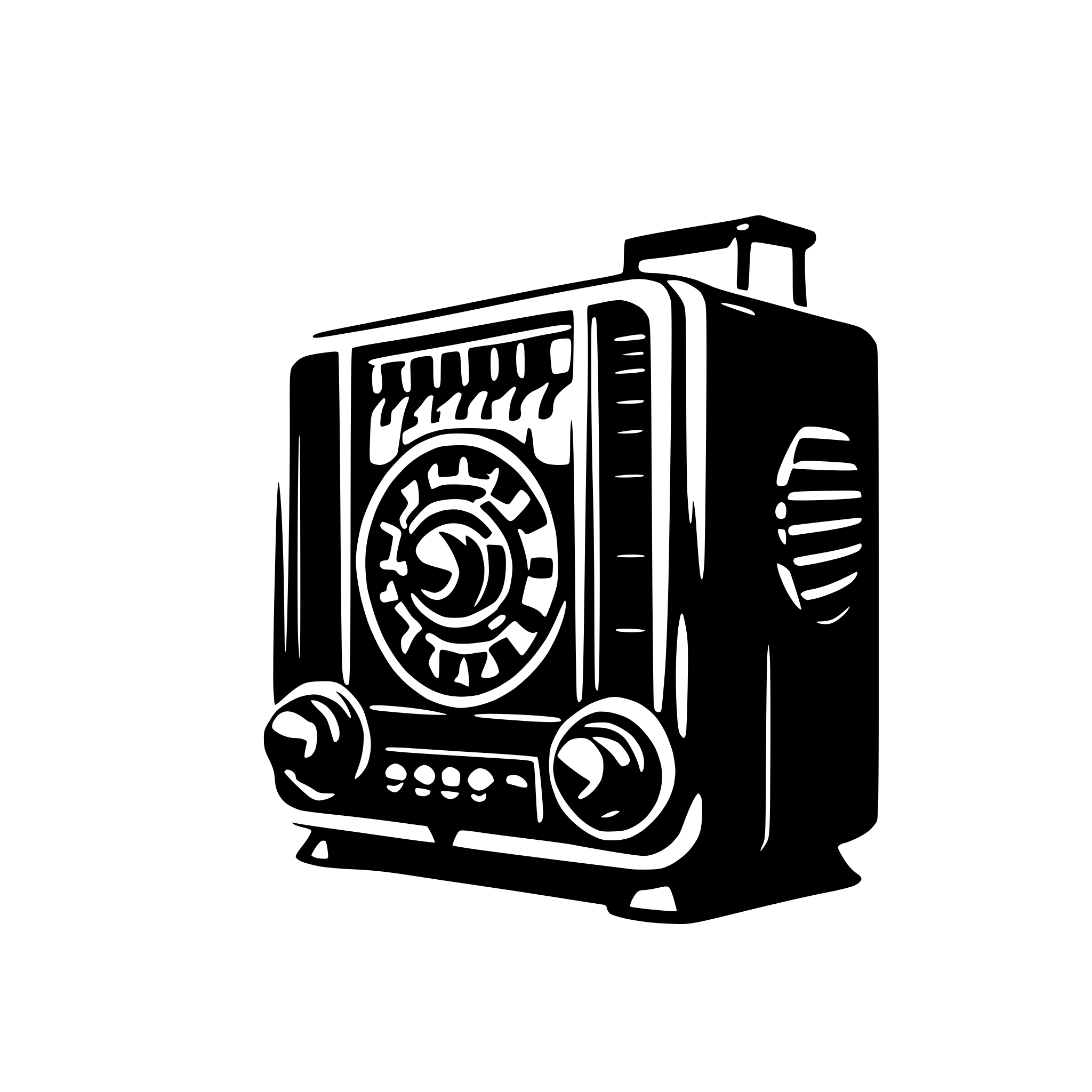 AI-generated SVG of a Front view of art deco radio