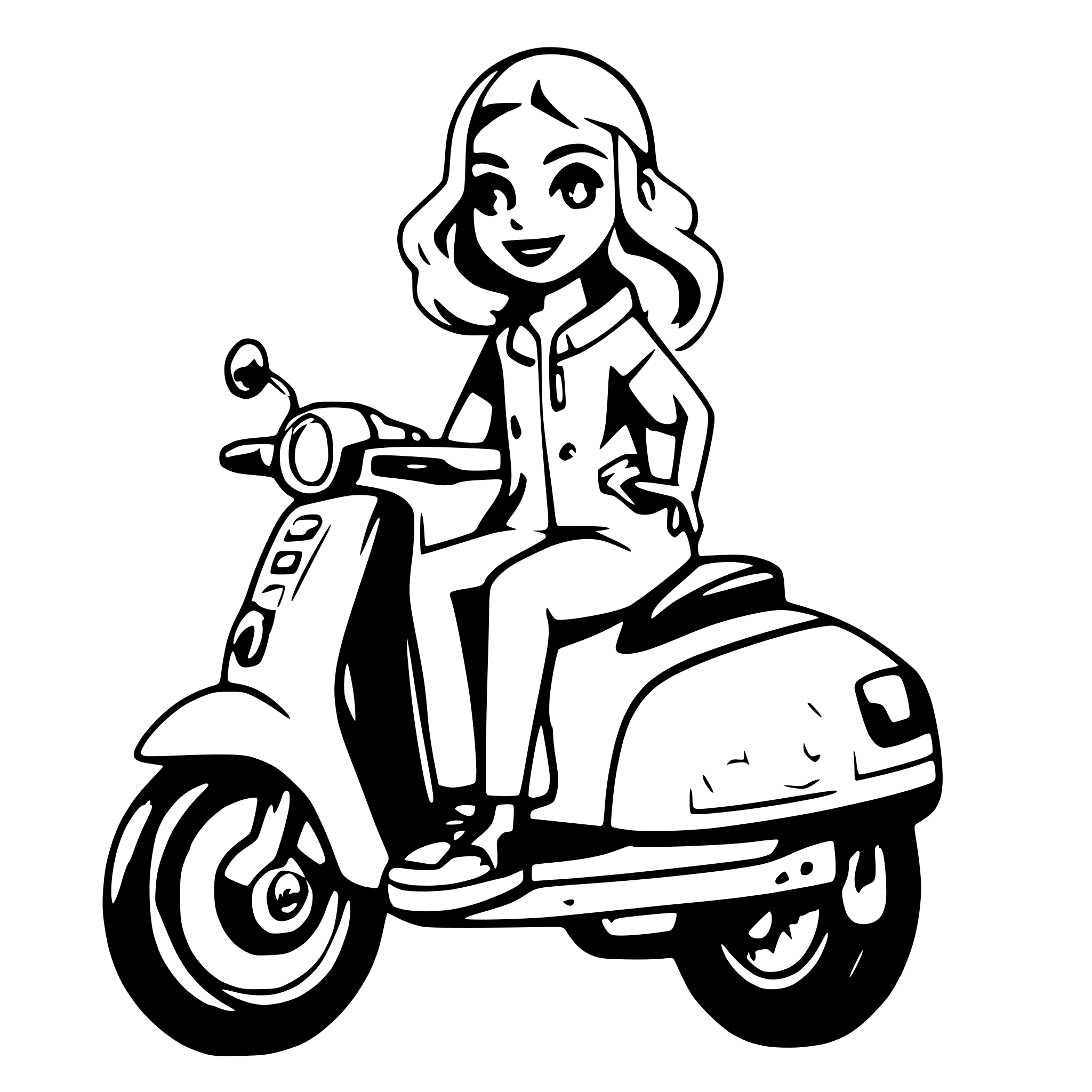 AI-generated SVG of 'Woman on a vespa'