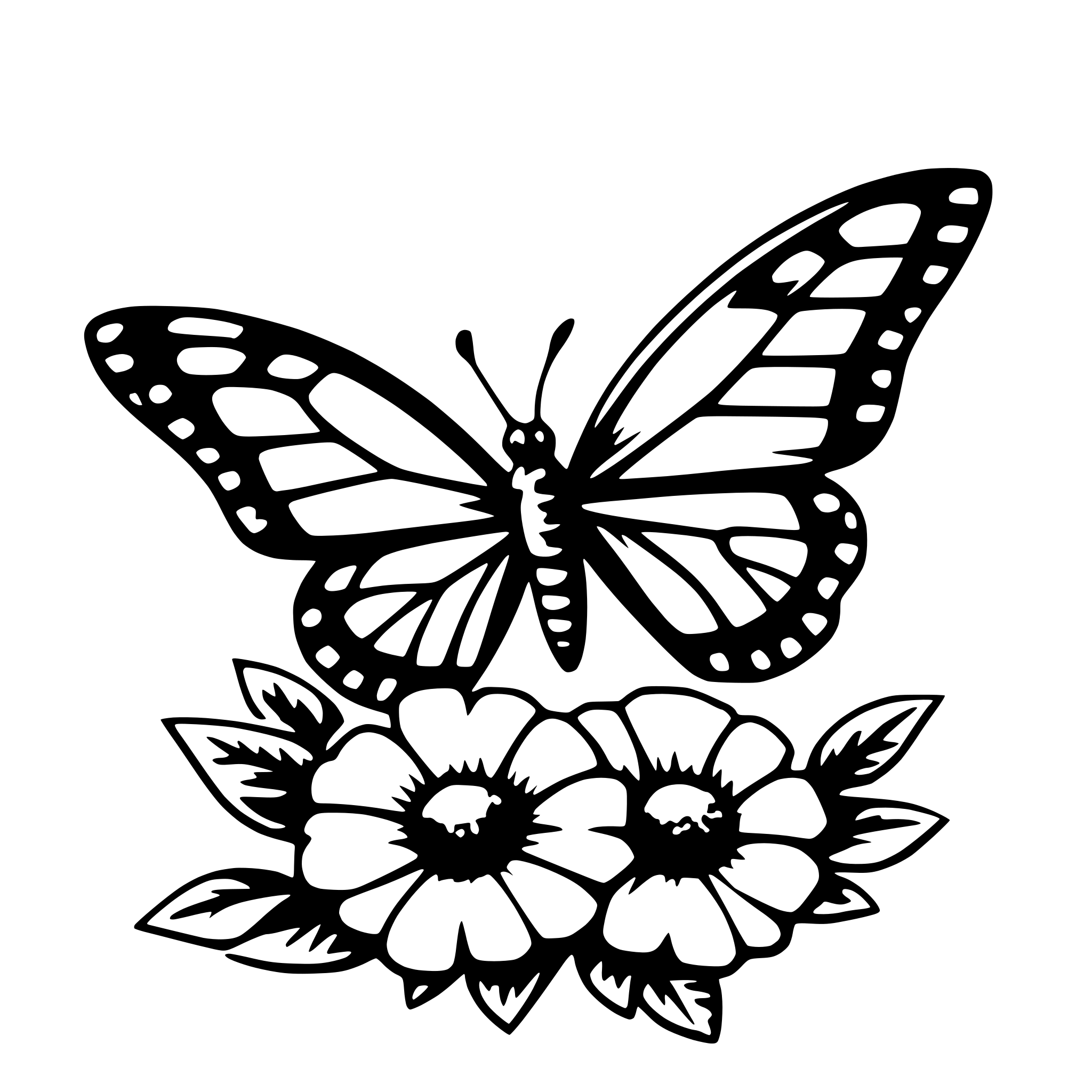 AI-generated SVG of 'butterfly and flowers'