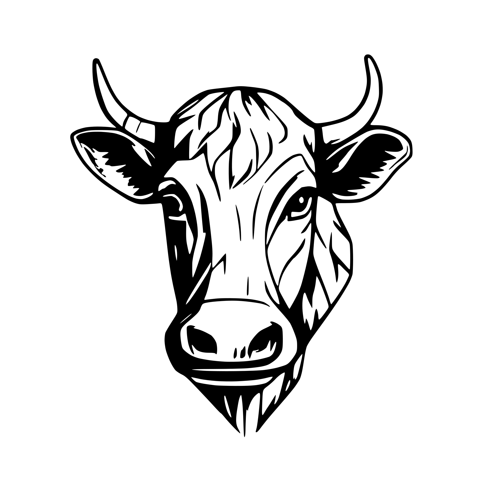 AI-generated SVG of 'front old head cow'