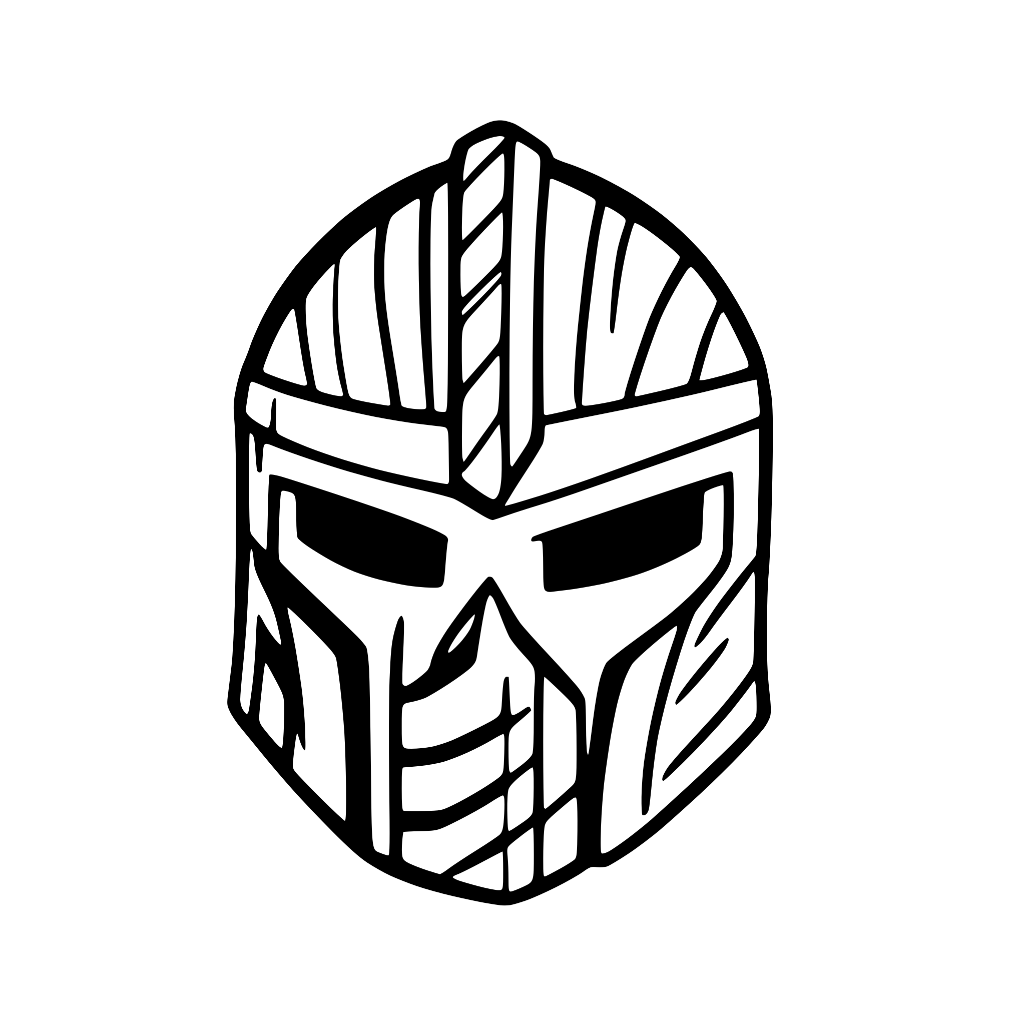 AI-generated SVG of a A spartan helmet, front view and simple.