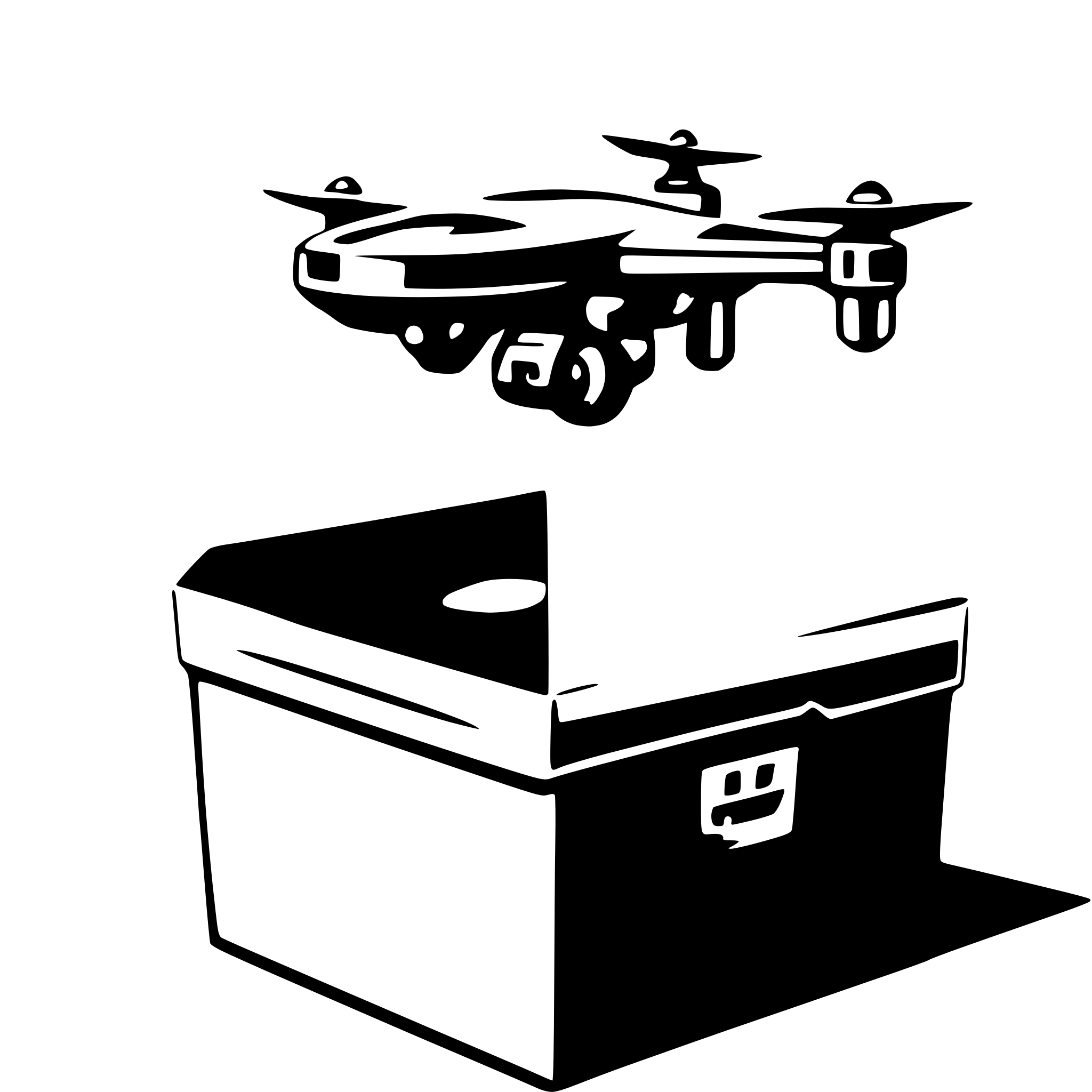 AI-generated SVG of a drone coming out of a box