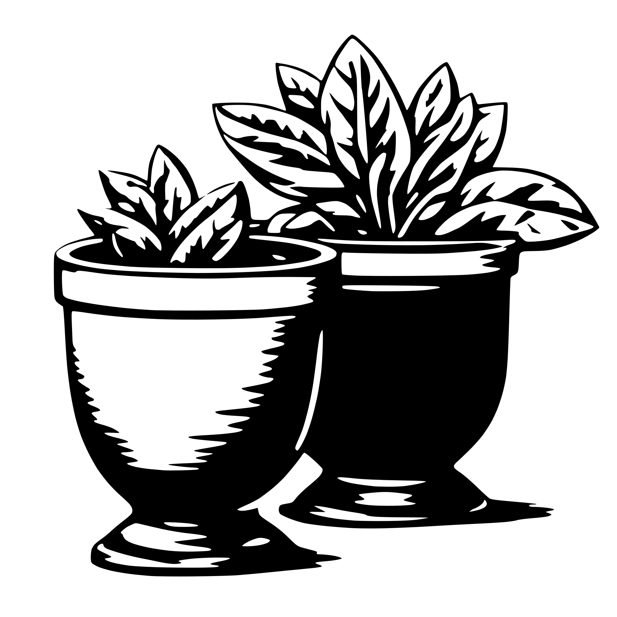 AI-generated SVG of 'three ;egged pot'