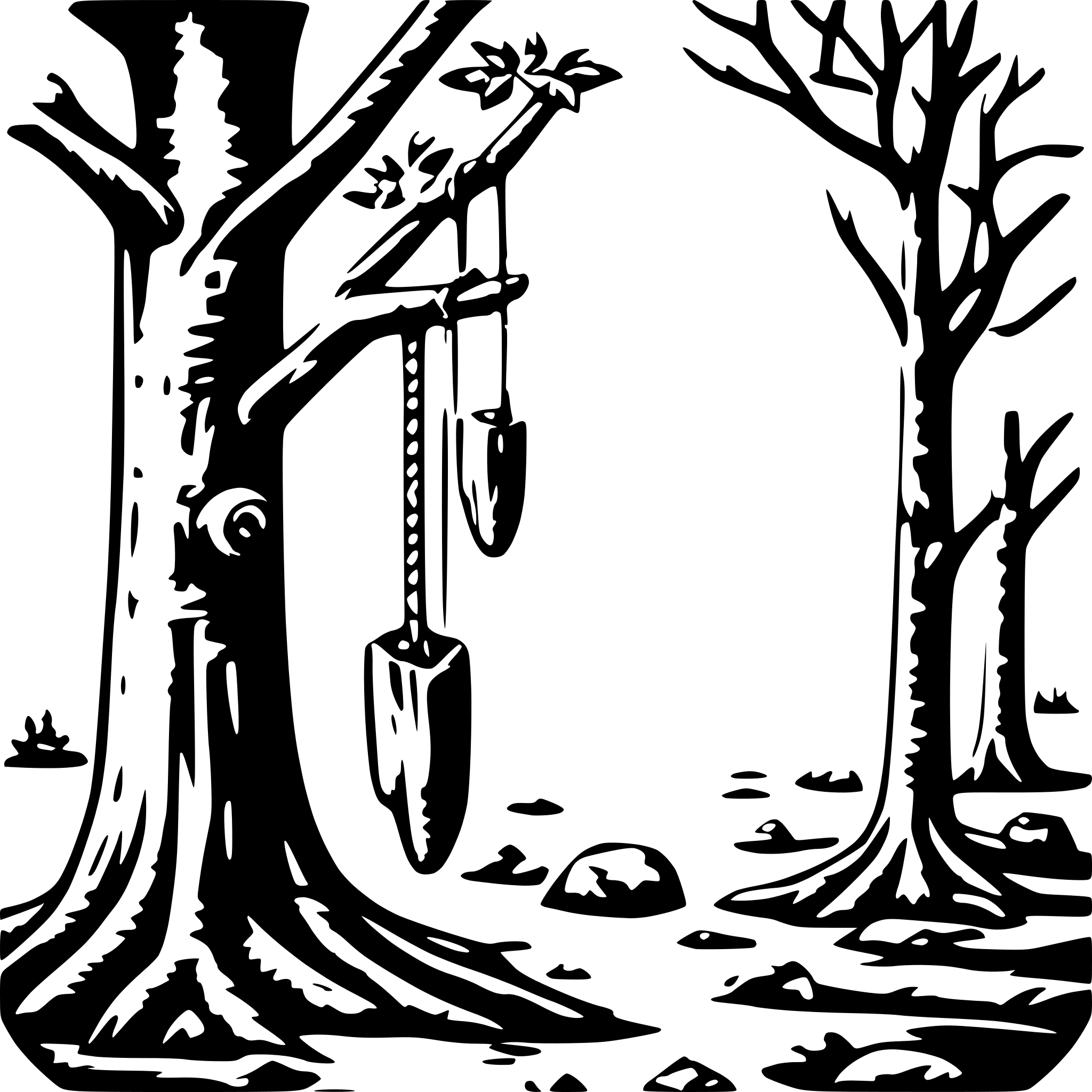 AI-generated SVG of a treeroots hanging down