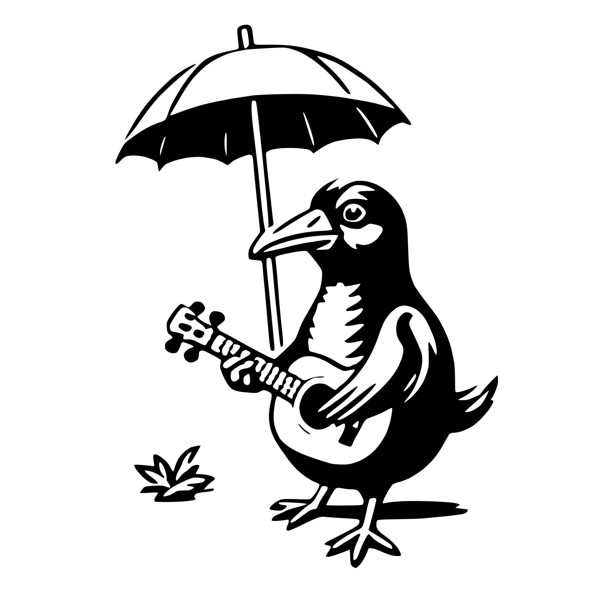 AI-generated SVG of 'umbrella bird with ukulele'