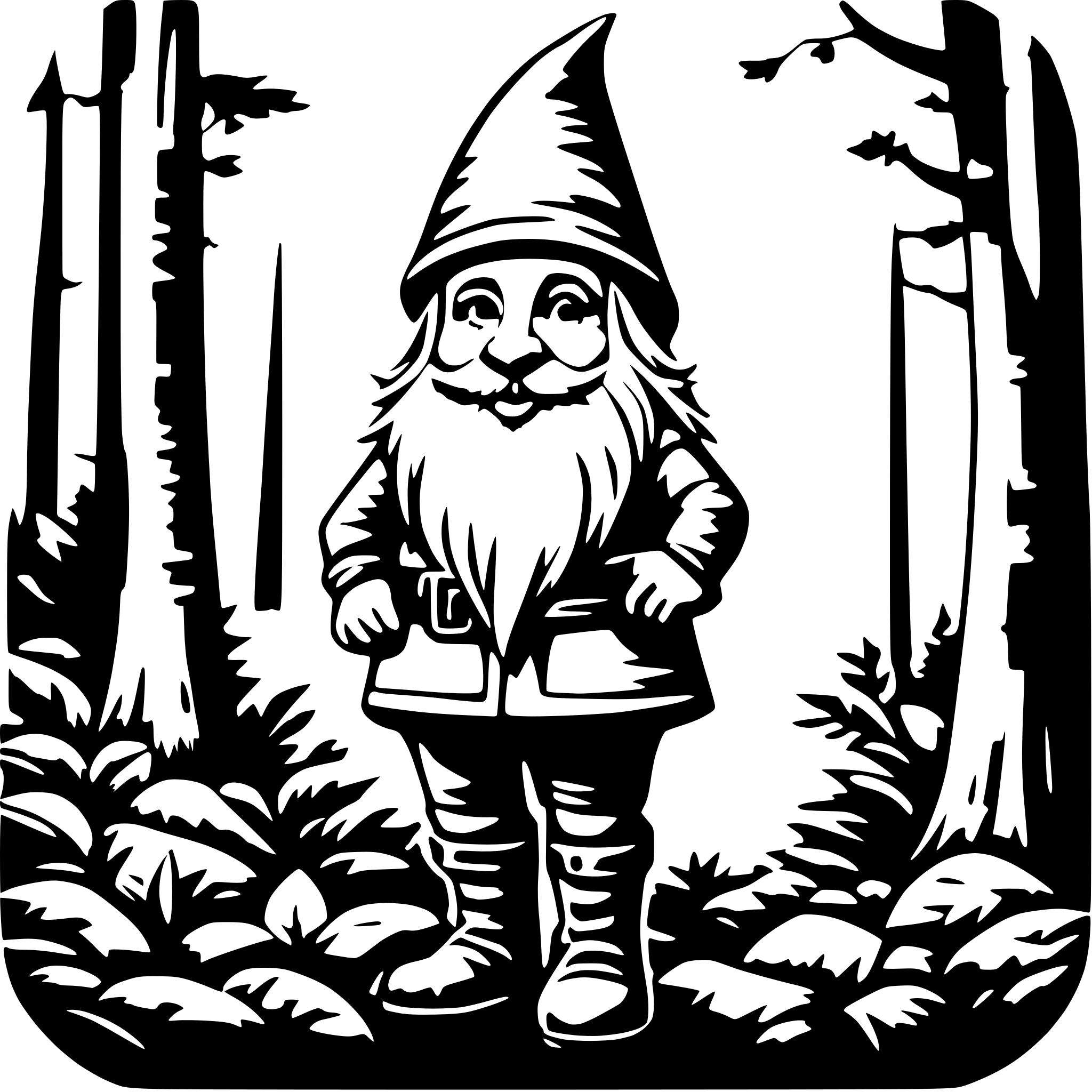 AI-generated SVG of a whimsical gnome in forest