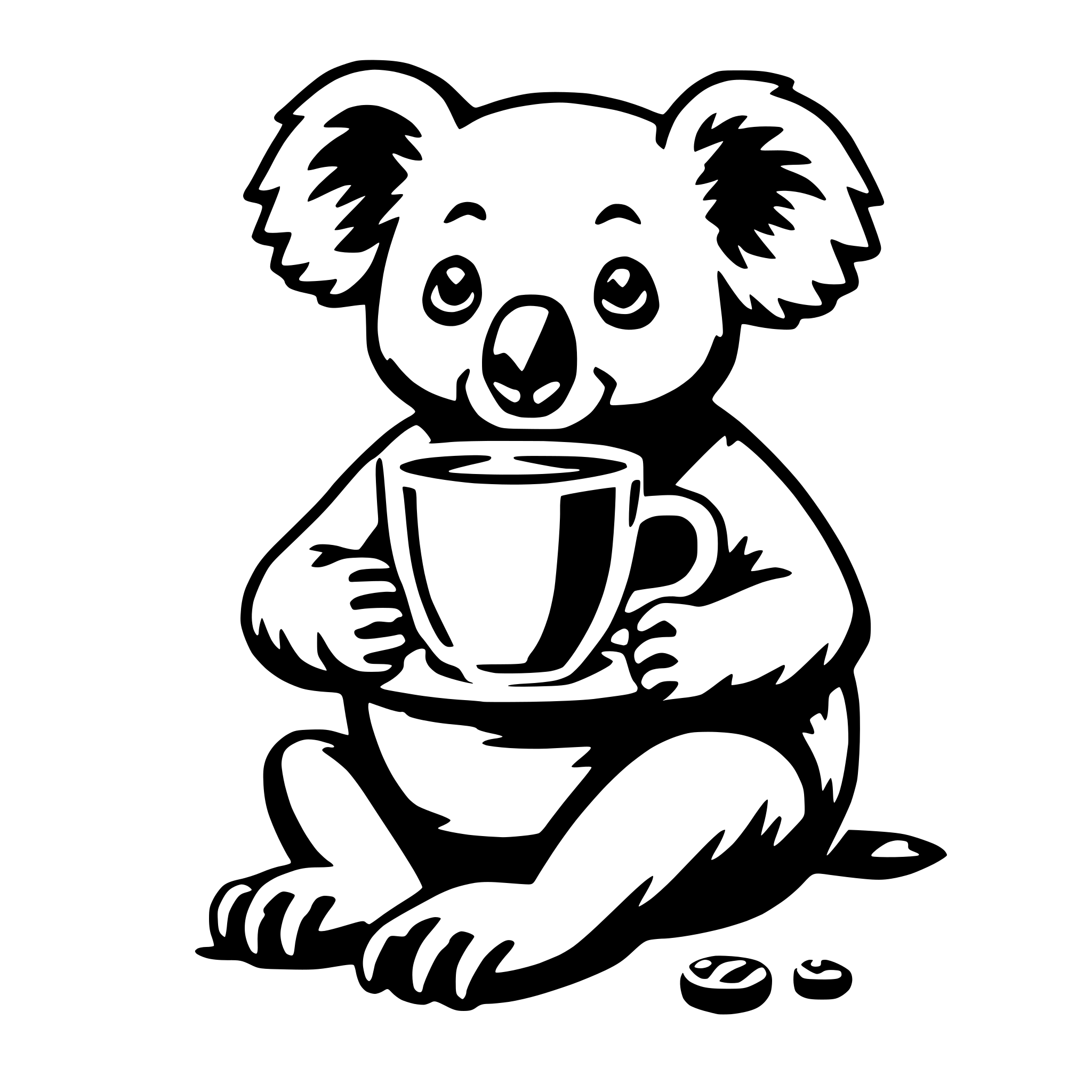 AI-generated SVG of a koala with coffee