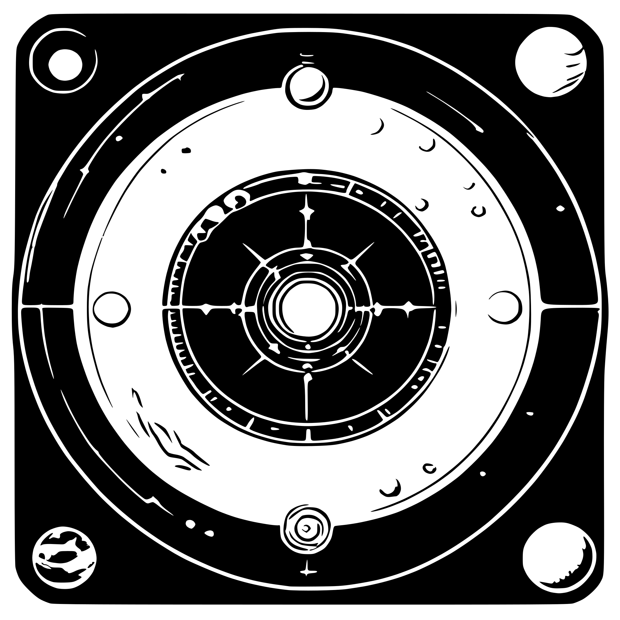 AI-generated SVG of 'linear geometric alchemical solar system'