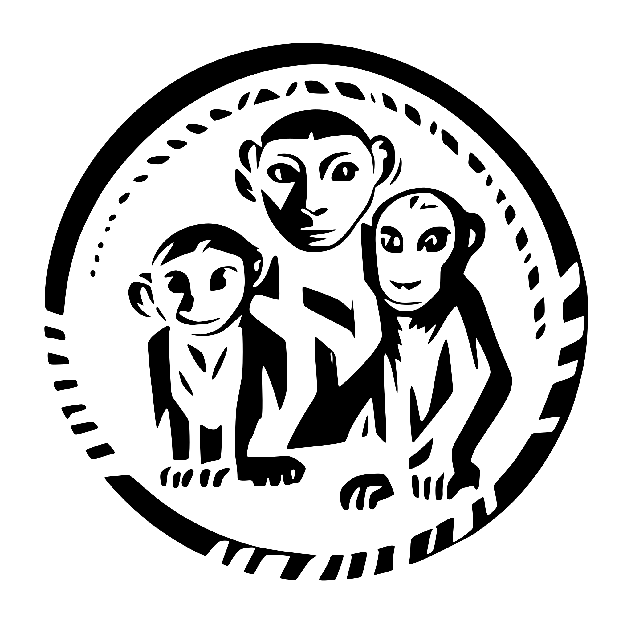 AI-generated SVG of 'One monkey with three heads'