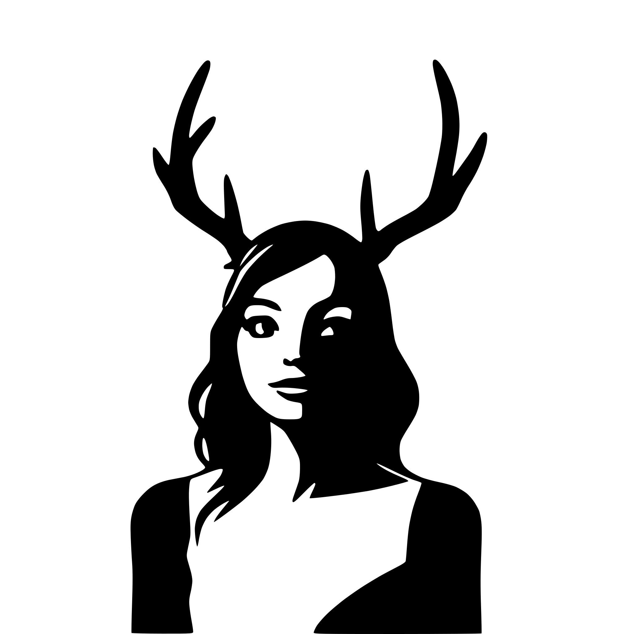AI-generated SVG of a female head and shoulders silhouette with antler