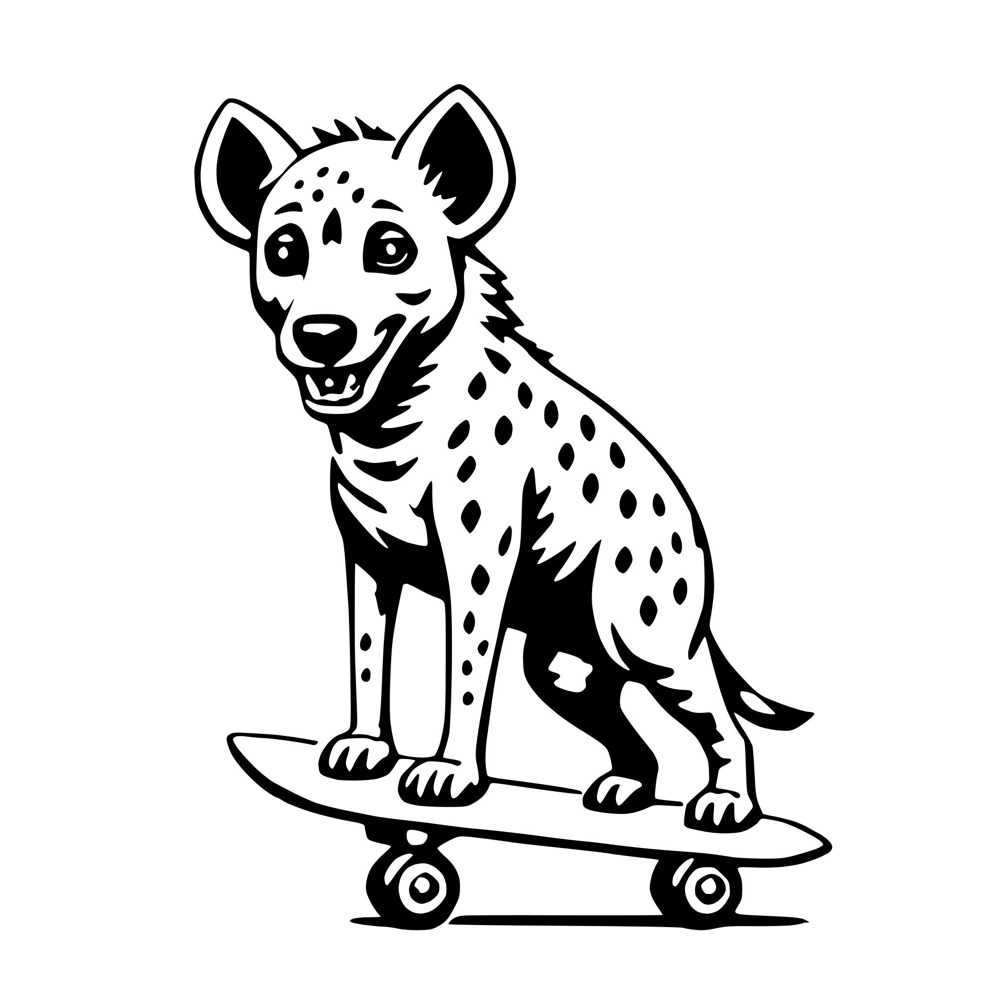 AI-generated SVG of a hyena with skateboard