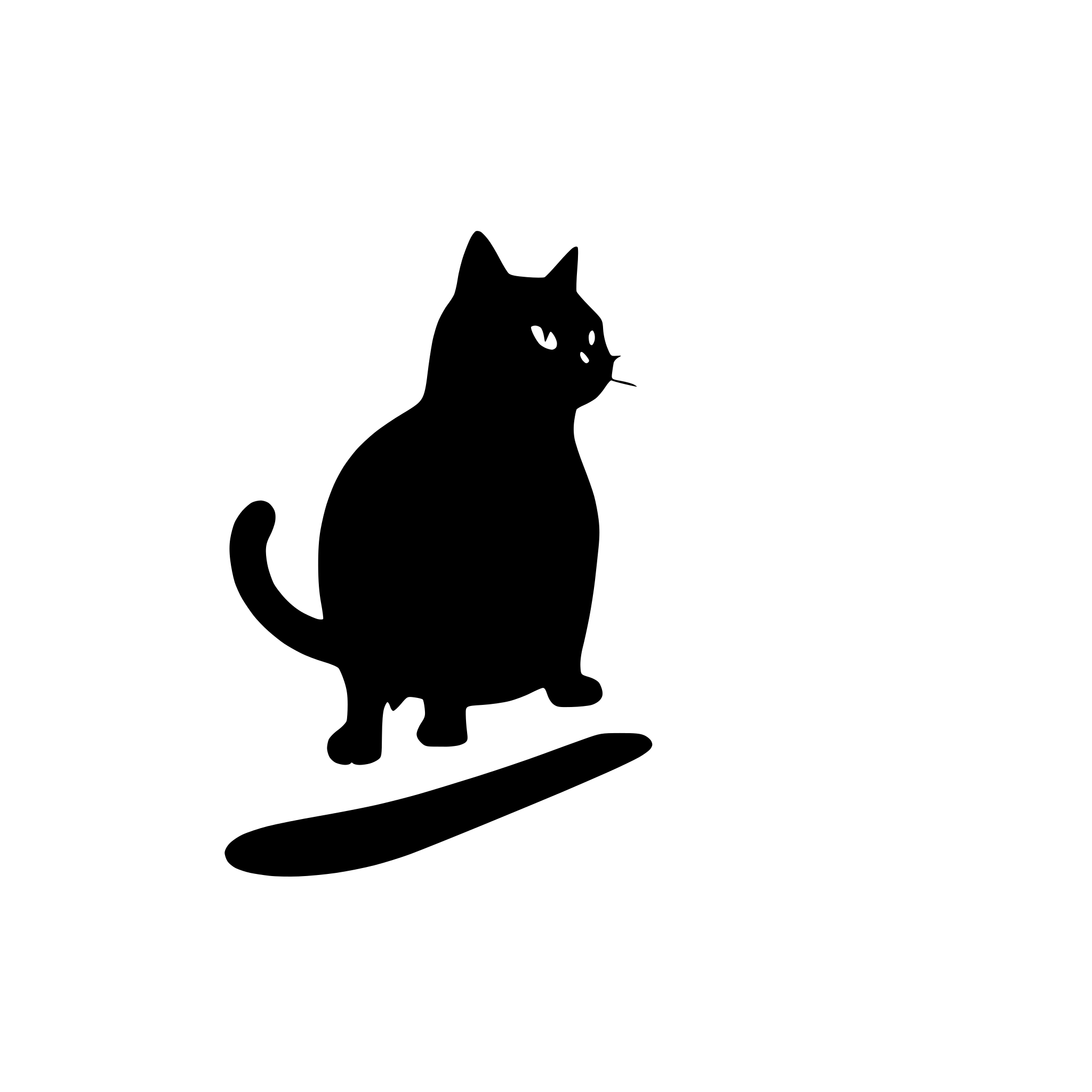 AI-generated SVG of a misterious walking black cat simple no shadow isolated
