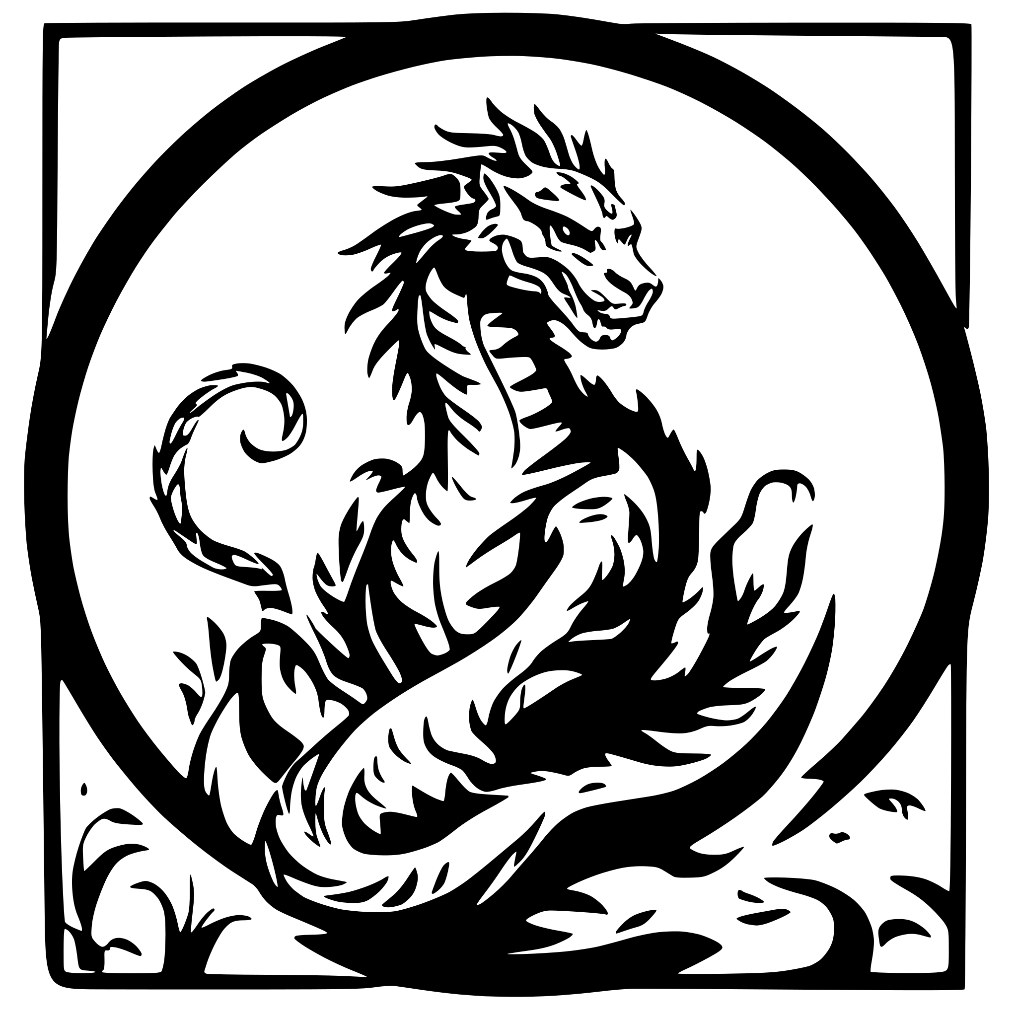 AI-generated SVG of a grimreaper slhoutte at the top and under  the fighting dragon with the tiger