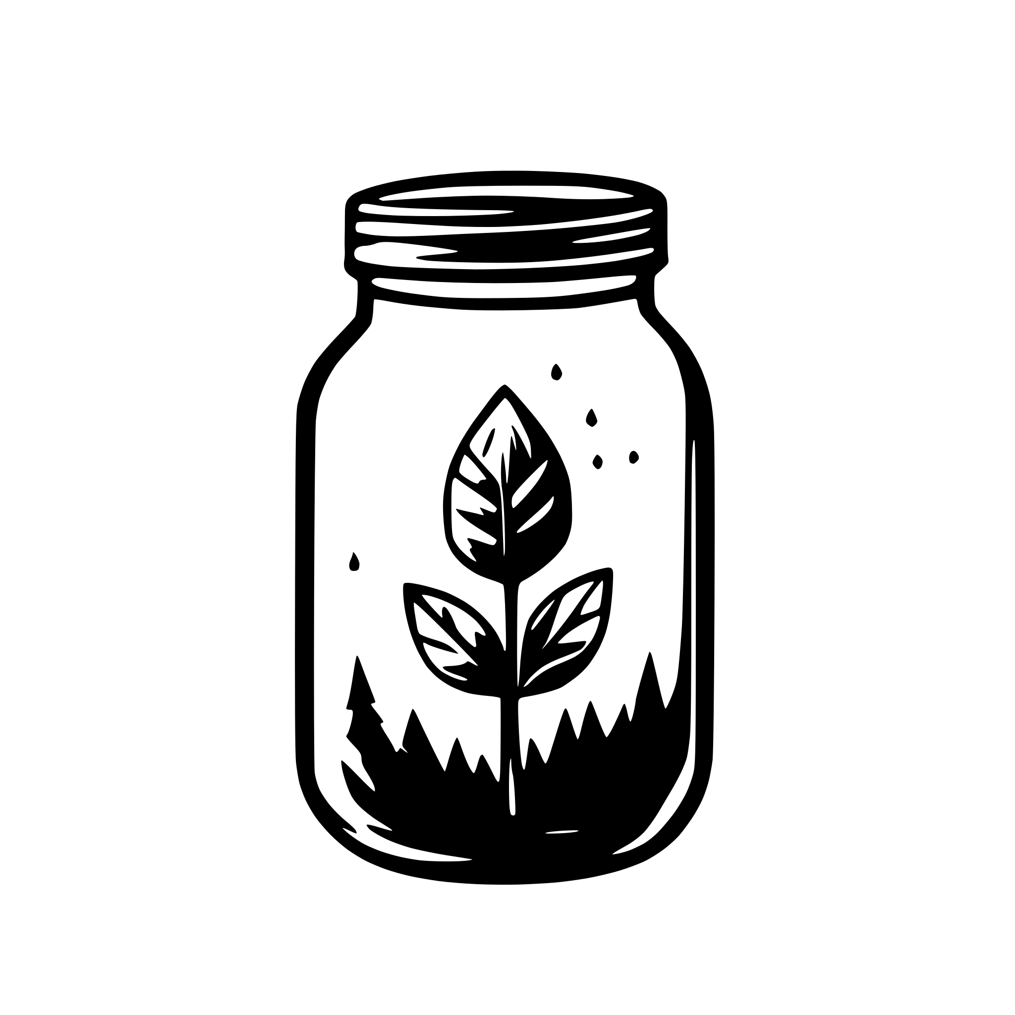 AI-generated SVG of a mason jar with galaxy that is flowing like water and the flow is in a shape of a paint brush inside; clear outside;