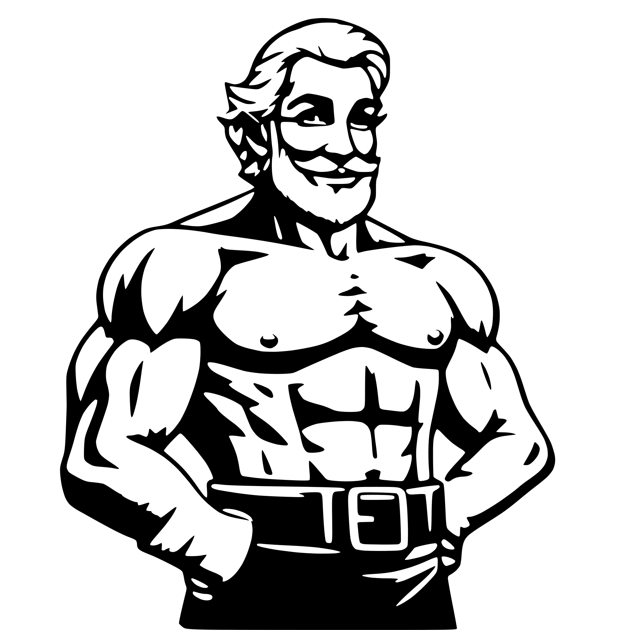 AI-generated SVG of a Sexy Santa Claus with a sexy belly and muscular upper body, strong arms.