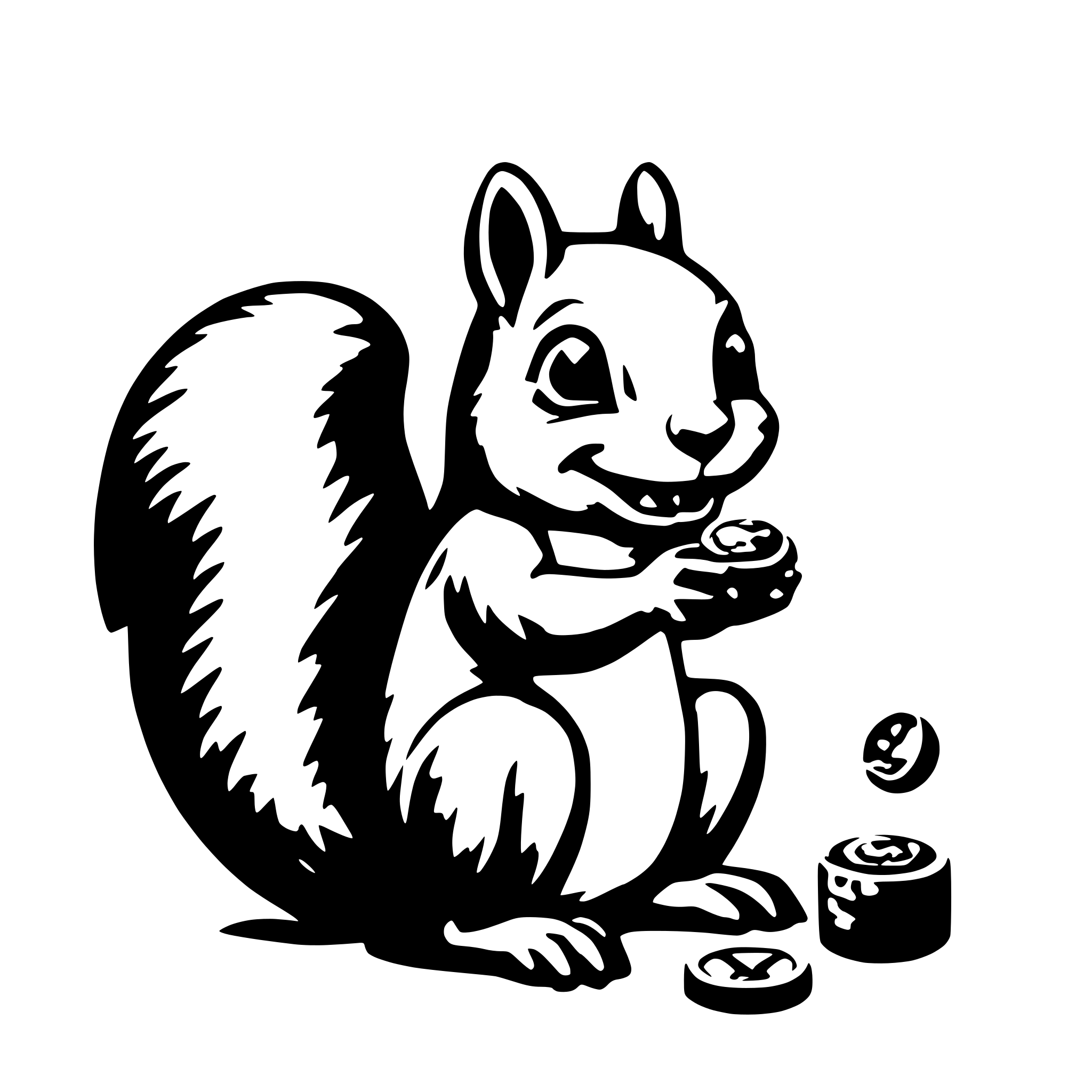 AI-generated SVG of 'smiling squirrel holding a coin'