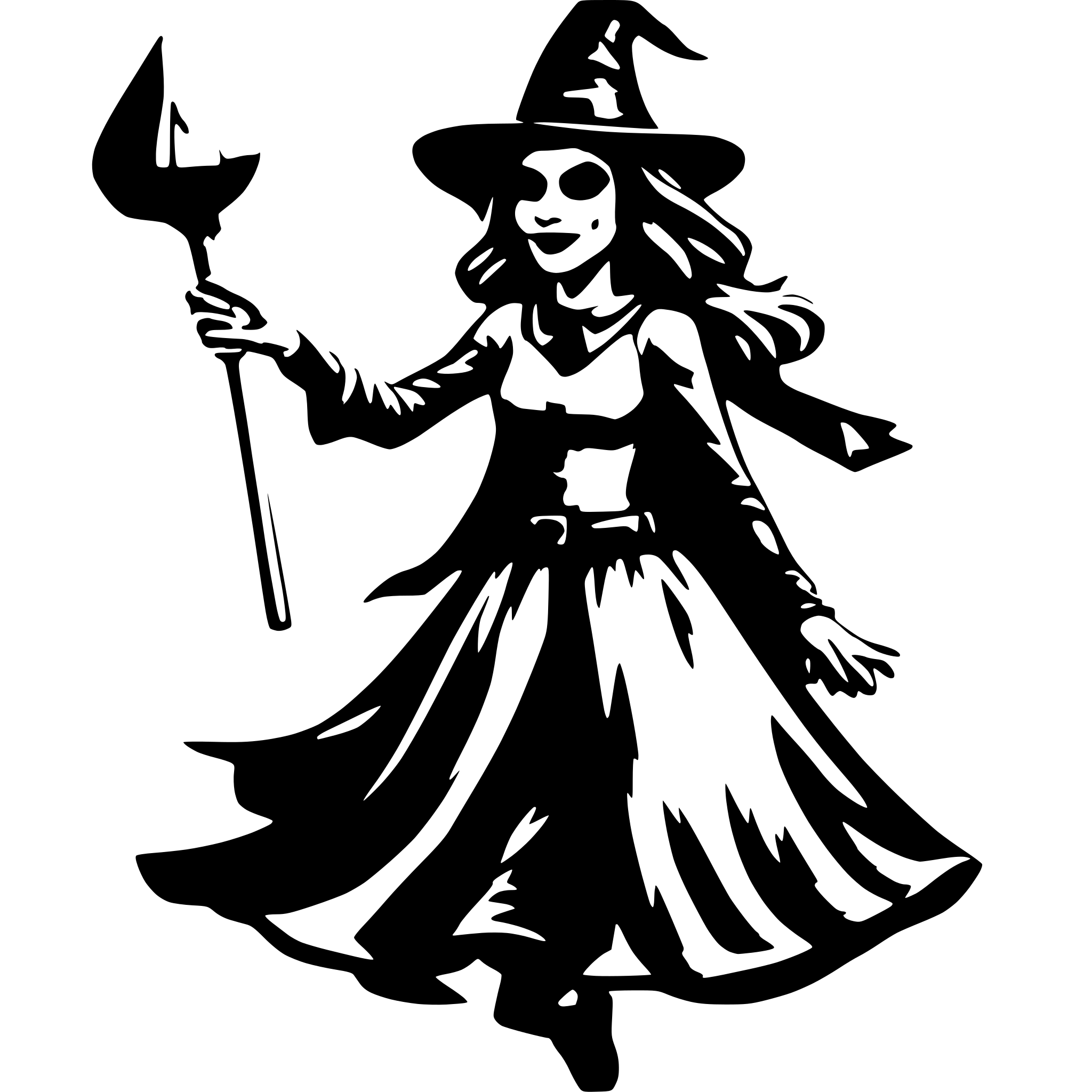 AI-generated SVG of a Spookey Witch flying on a proom