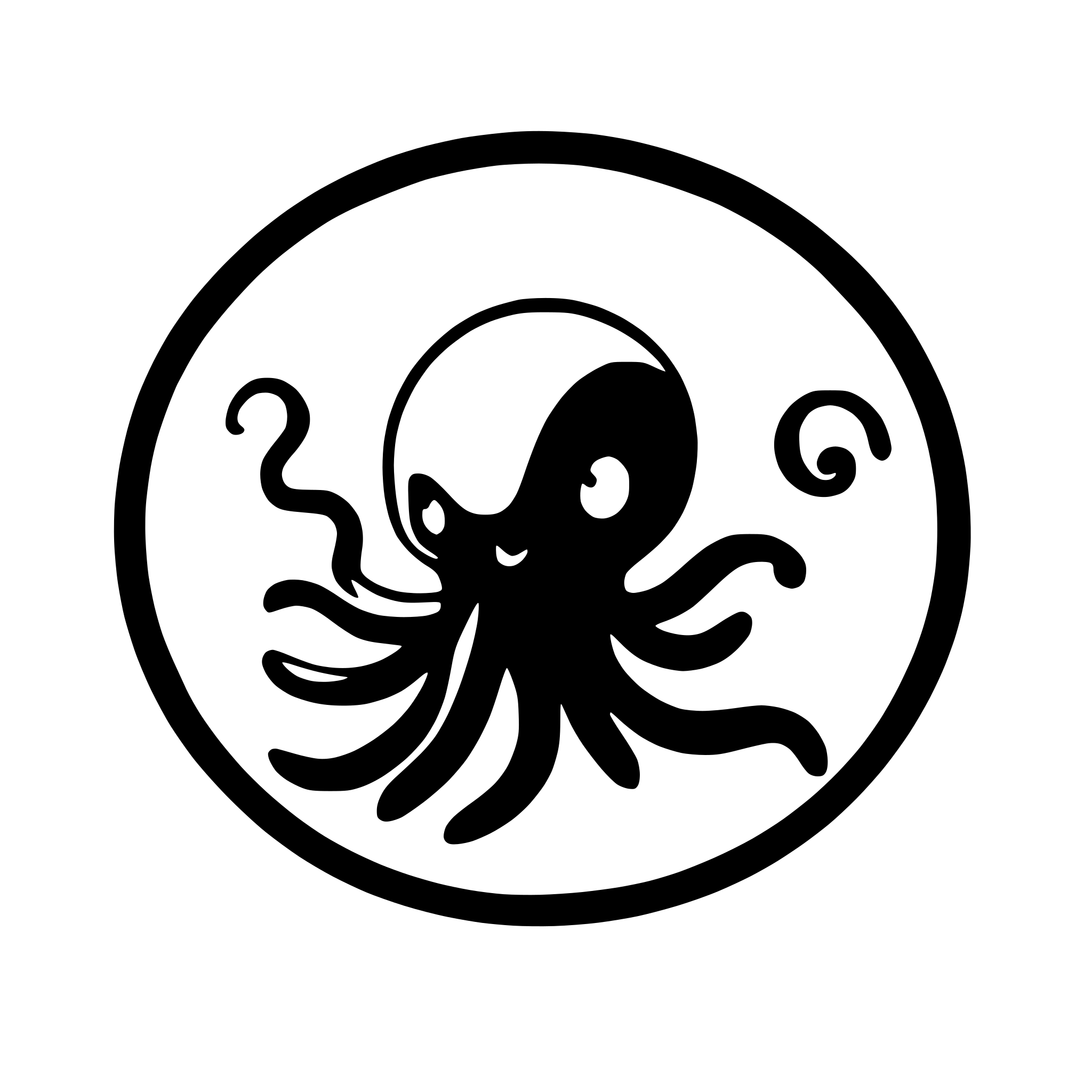 AI-generated SVG of a cute cartoon octopus with eight tentacles silhouette style white fill for rear window decal high contrast