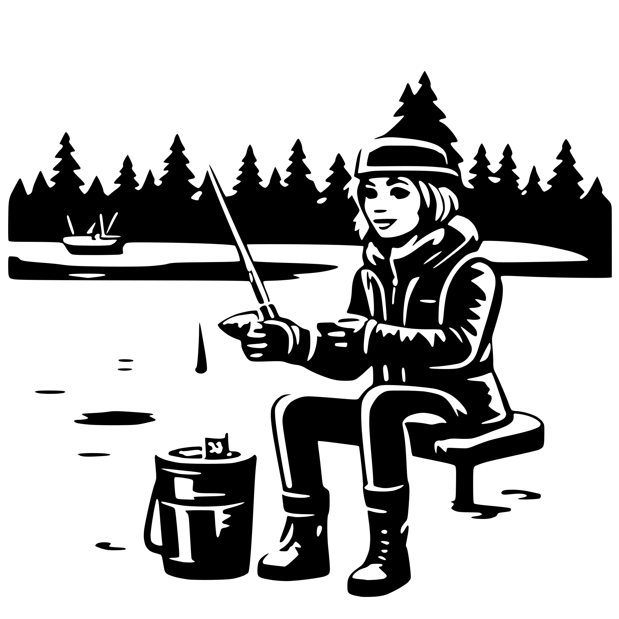 AI-generated SVG of 'ice fishing and drinking beer'