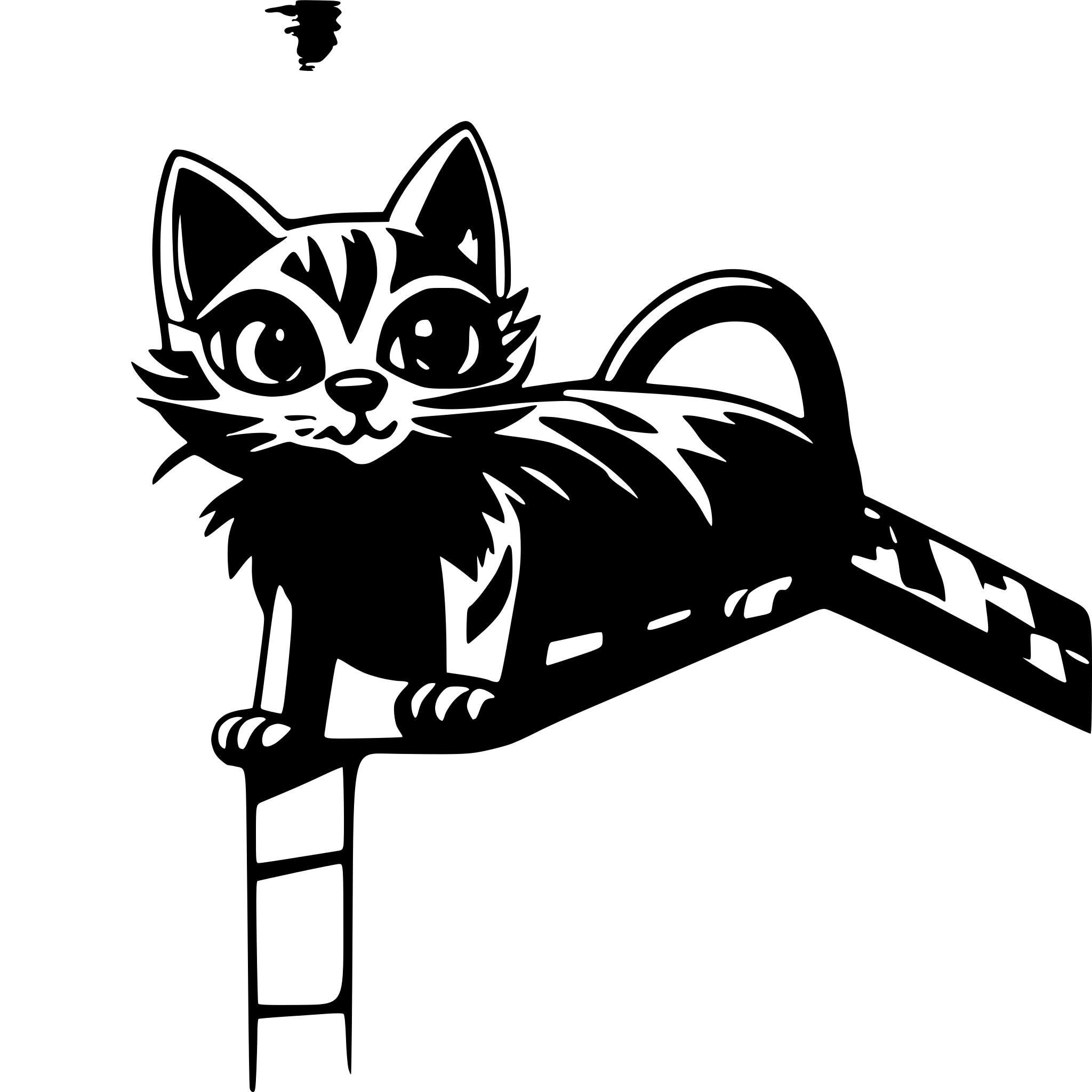 AI-generated SVG of a a cat, on a roof, walking
