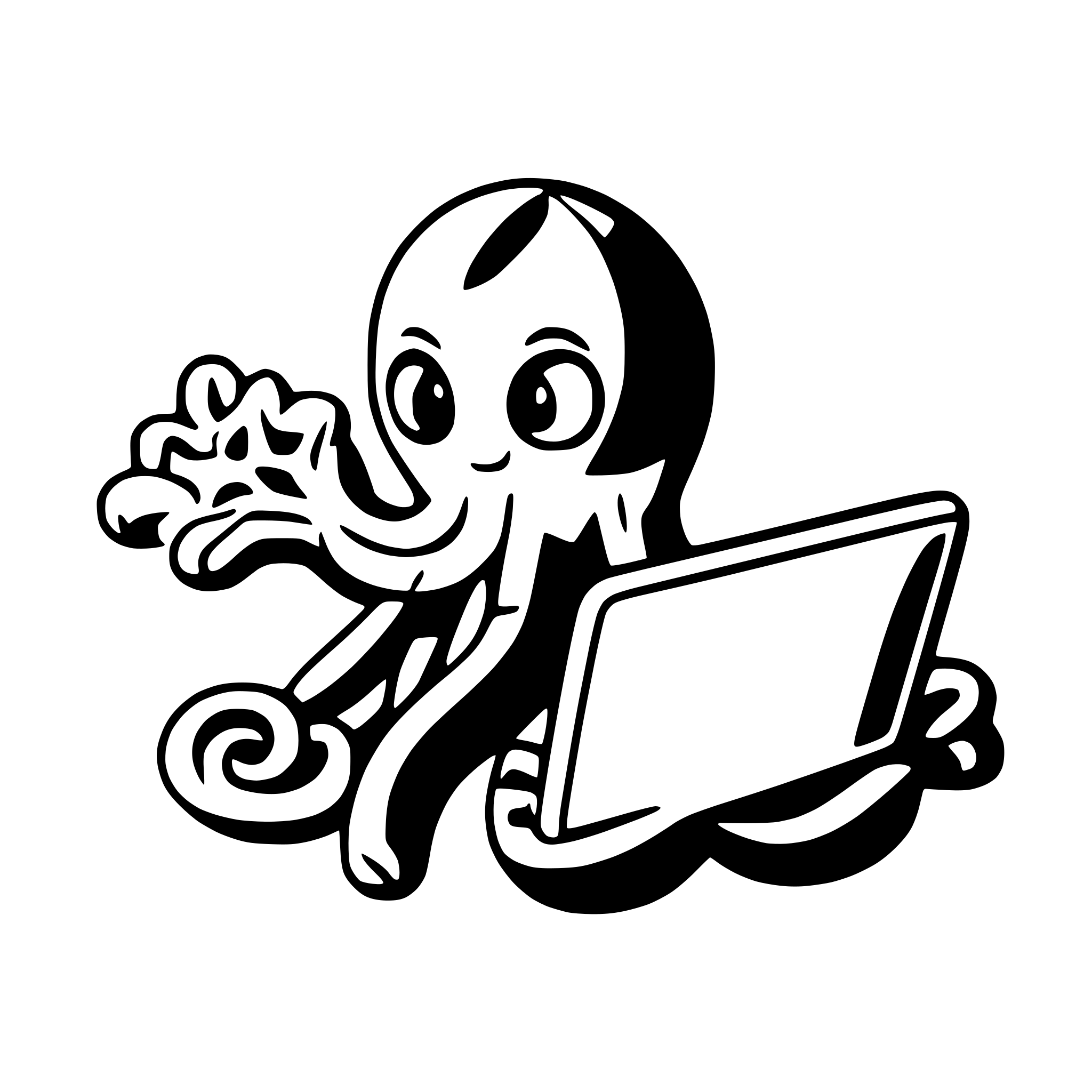 AI-generated SVG of a octopus with laptop