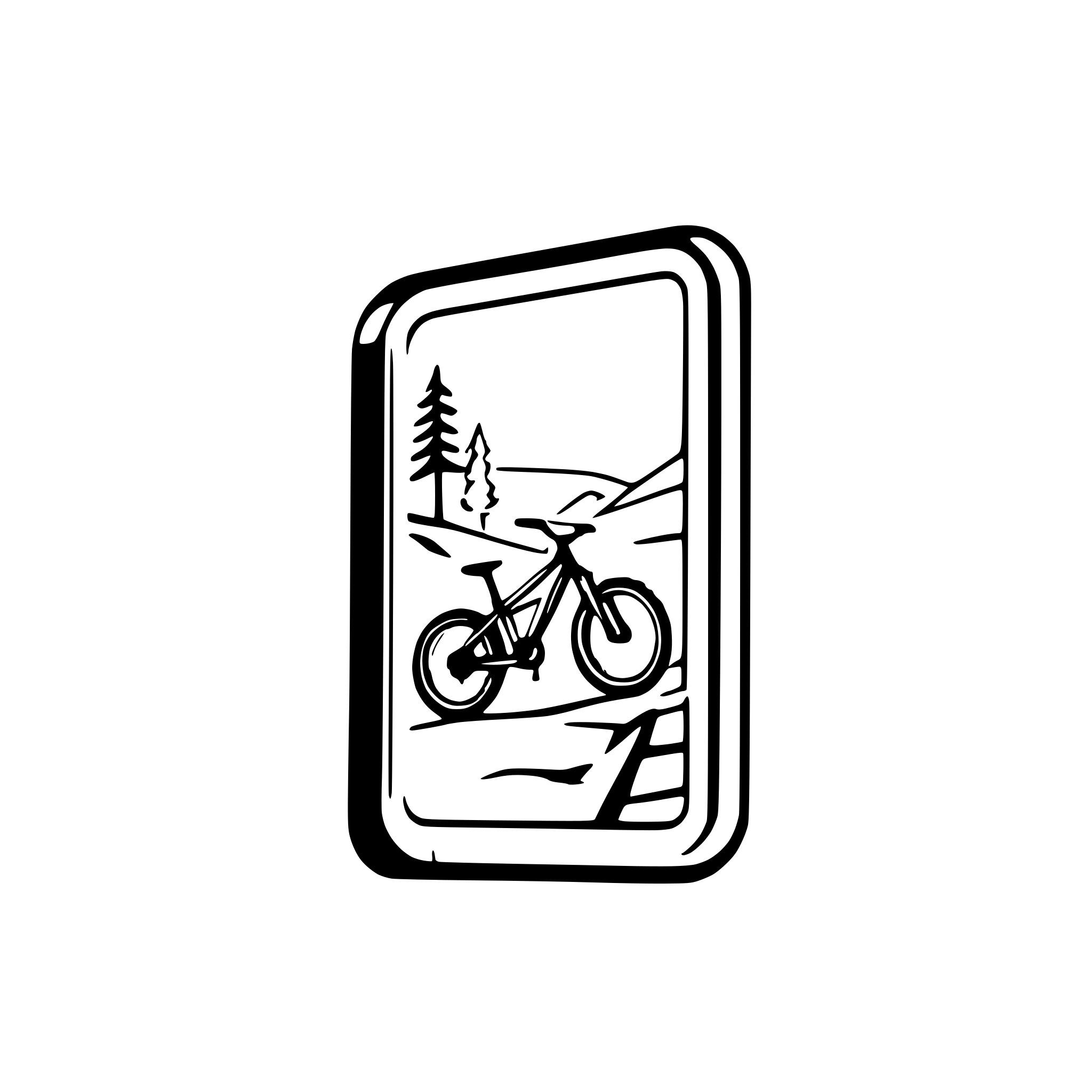 AI-generated SVG of a mountainbike breaking out of a picture frame