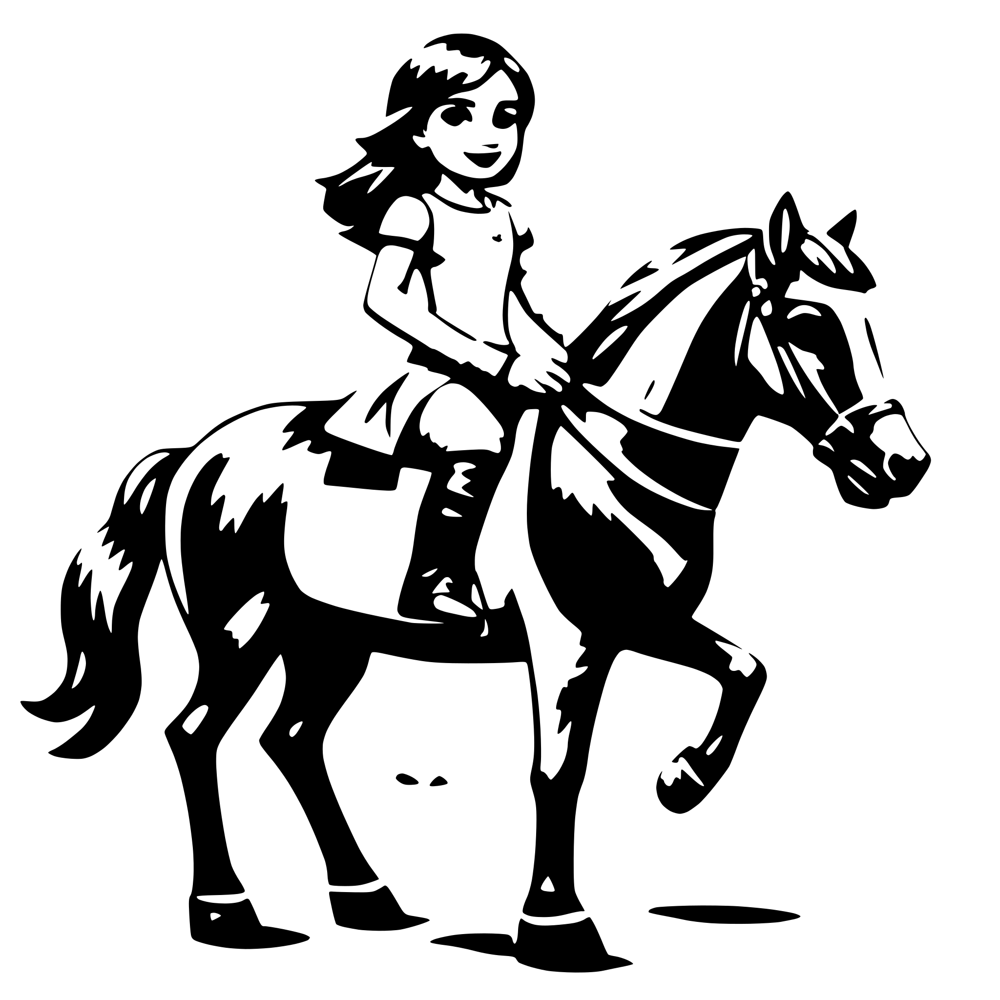 AI-generated SVG of 'cute girl riding horse'