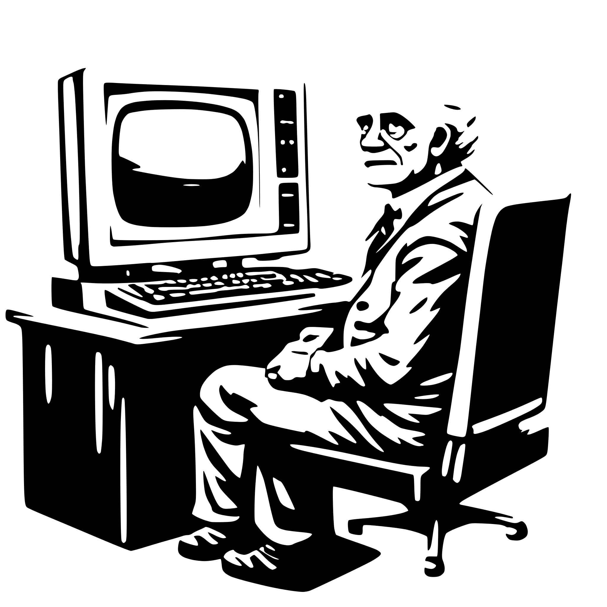 AI-generated SVG of 'old grandfather on old computer'