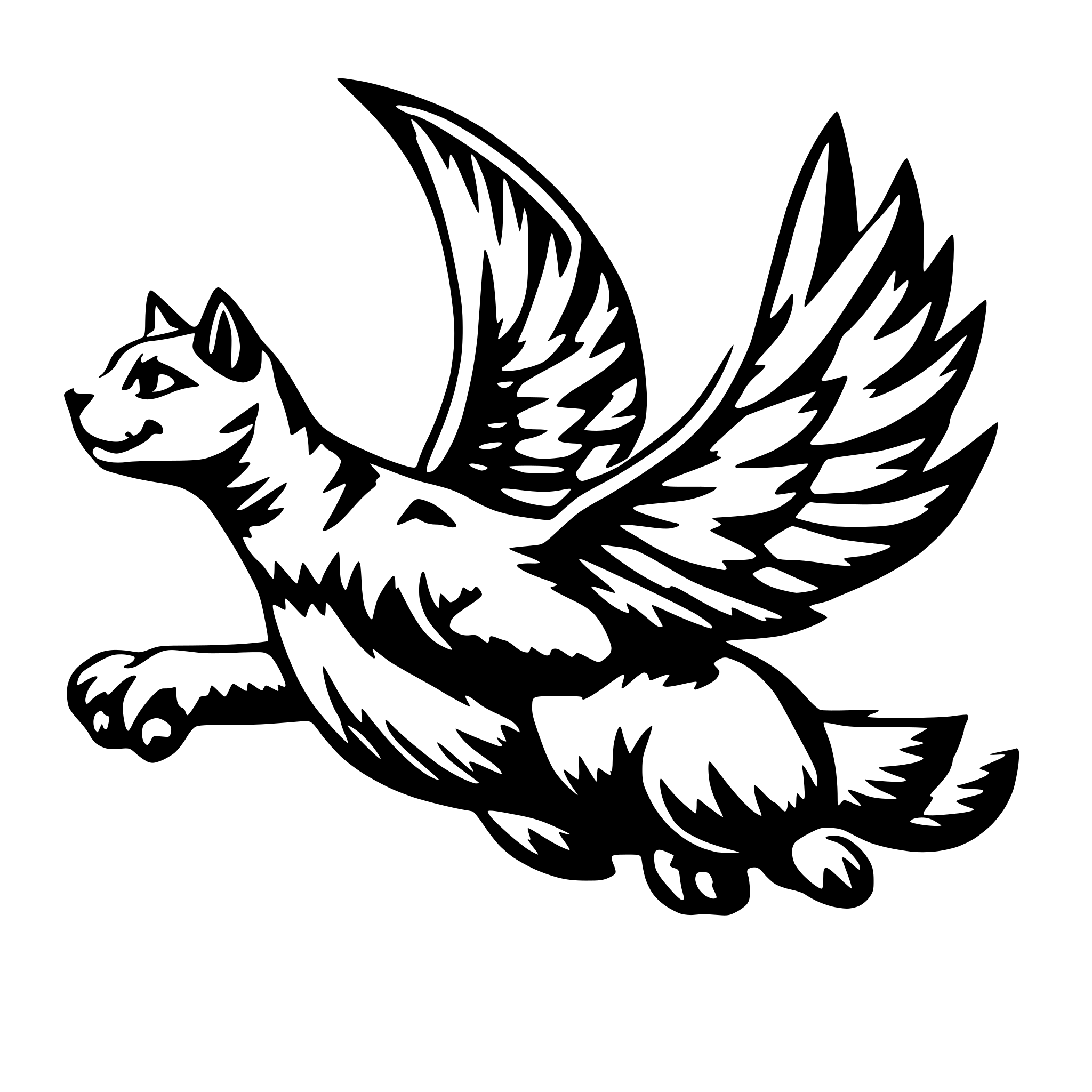 AI-generated SVG of 'flying cat'